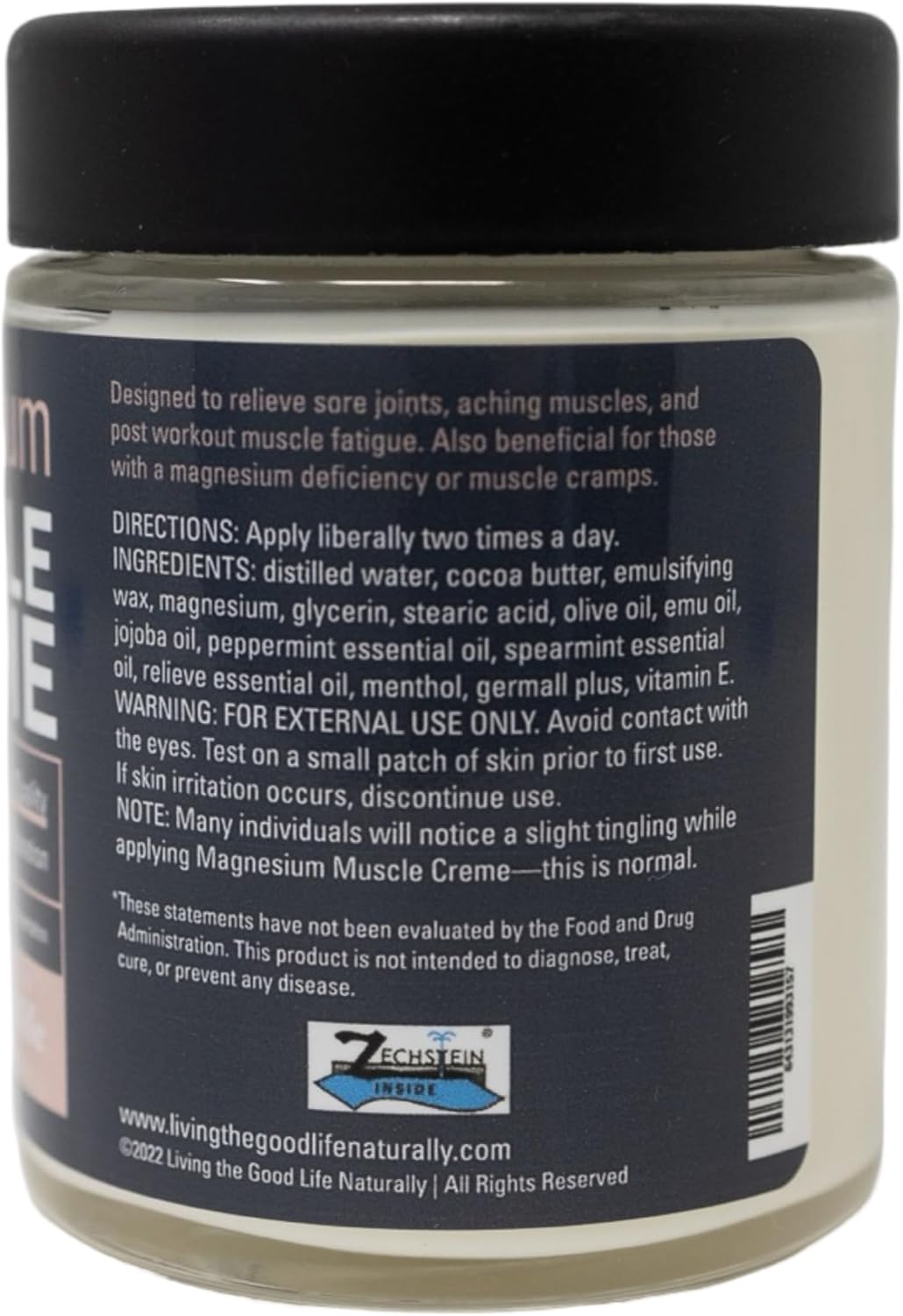Magnesium Muscle Cream by Living the Good Life Naturally - Transdermal Magnesium Lotion with Blue Emu, Peppermint, Menthol, and Magnesium Chloride for Sore Muscles AM or PM - 4oz - Image 4