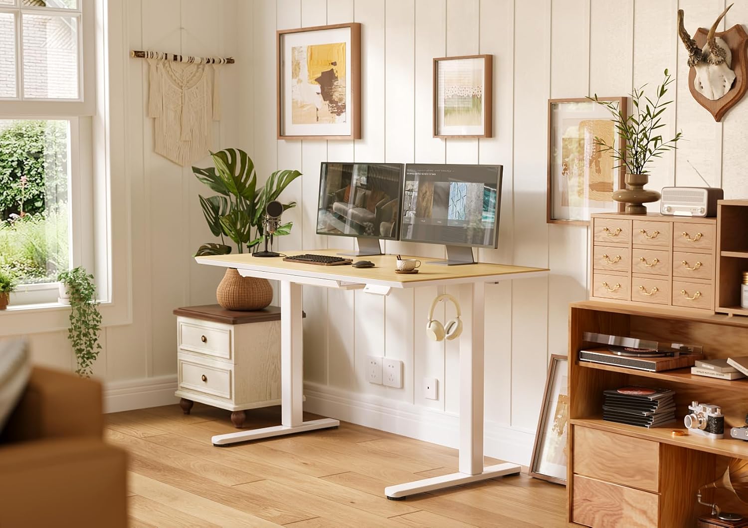 INNOVAR Glass Standing Desk with Drawers, 48×24 Inch Adjustable Stand Up Desk Quick Install Home Office Computer Desk, White INNOVAR Glass Standing Desk with Drawers, 48×24 Inch Adjustable Stand Up Desk Quick Install Home Office Computer Desk, White