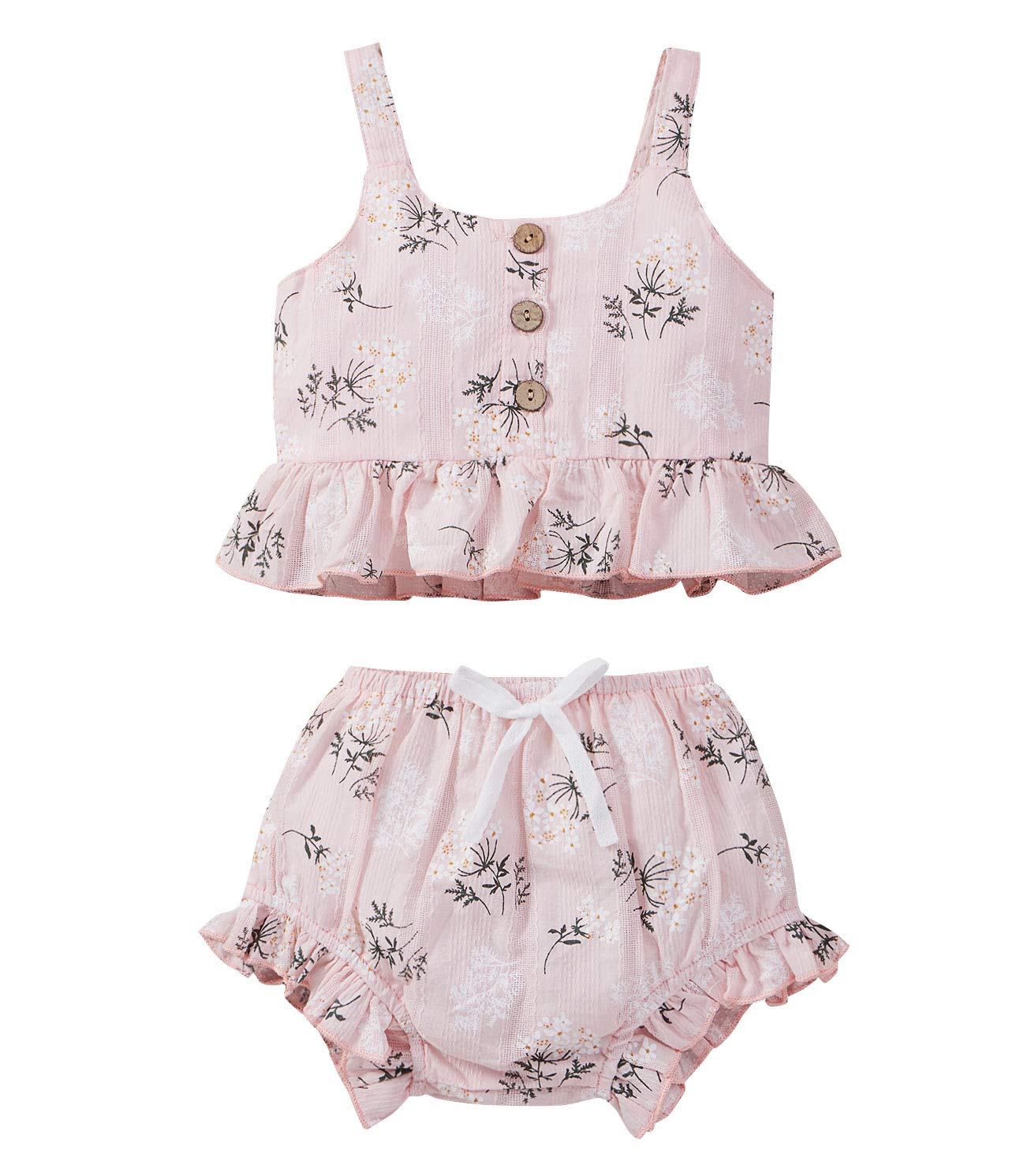 Toddler Girl Summer Outfits, Girls Tank Tops, Daisy Girls Crop Top + Shorts for Girls, 2PCS Summer Clothes for Toddler Girls (Light Pink, 4-5 T)