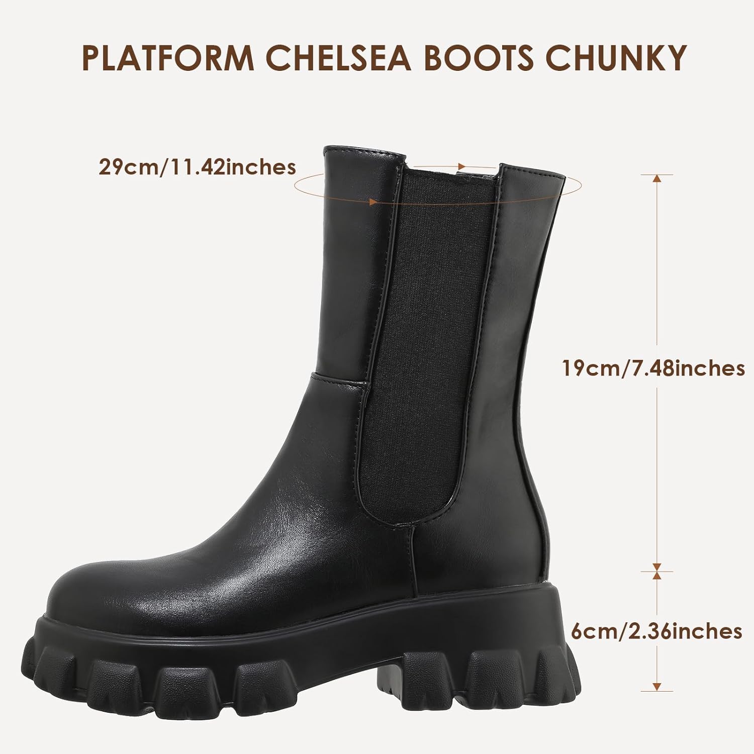 Alsoloveu Women Chelsea Ankle Platform Boots Mid Calf Chunky Heel Booties with Zip