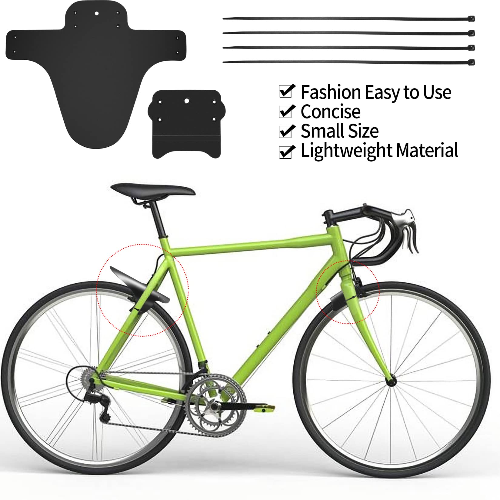 Farbetter 2 Parafanghi Per Mountain Bike – Versione Estesa, Anteriore E Posteriore, Compatibile 26-29'' E Fat Bike, Colore Fulmine, Taglia L