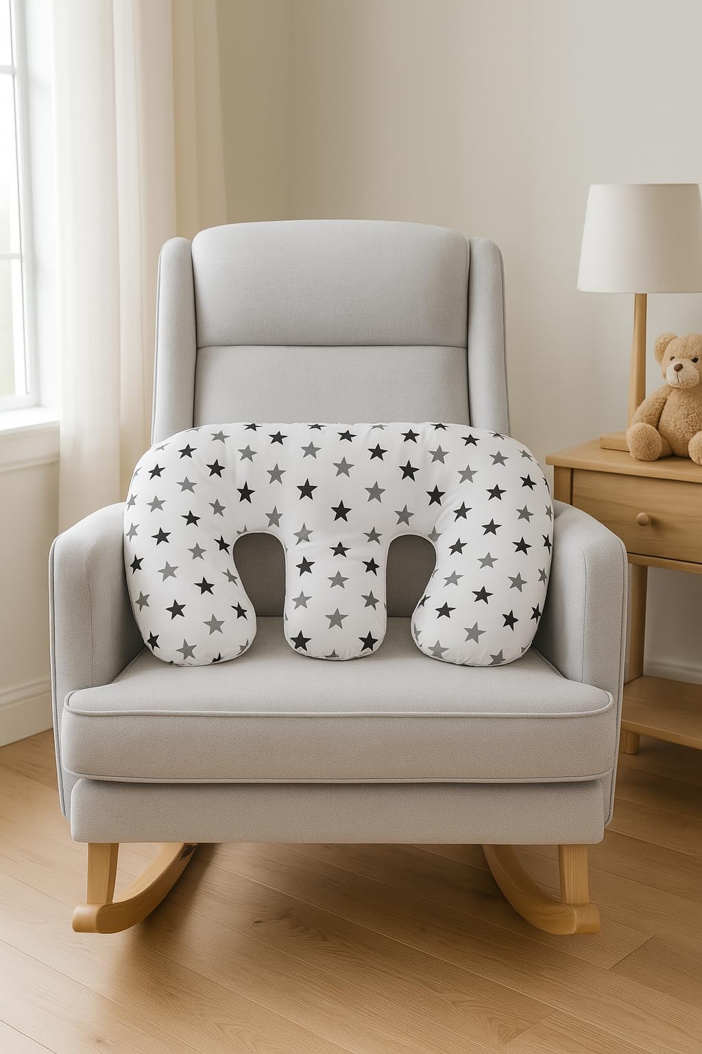 For Your Little One Breast Feeding Maternity Nursing Pillow Support | Mother & Baby Awards Shortlisted (Twin Pillow - Grey Stars)