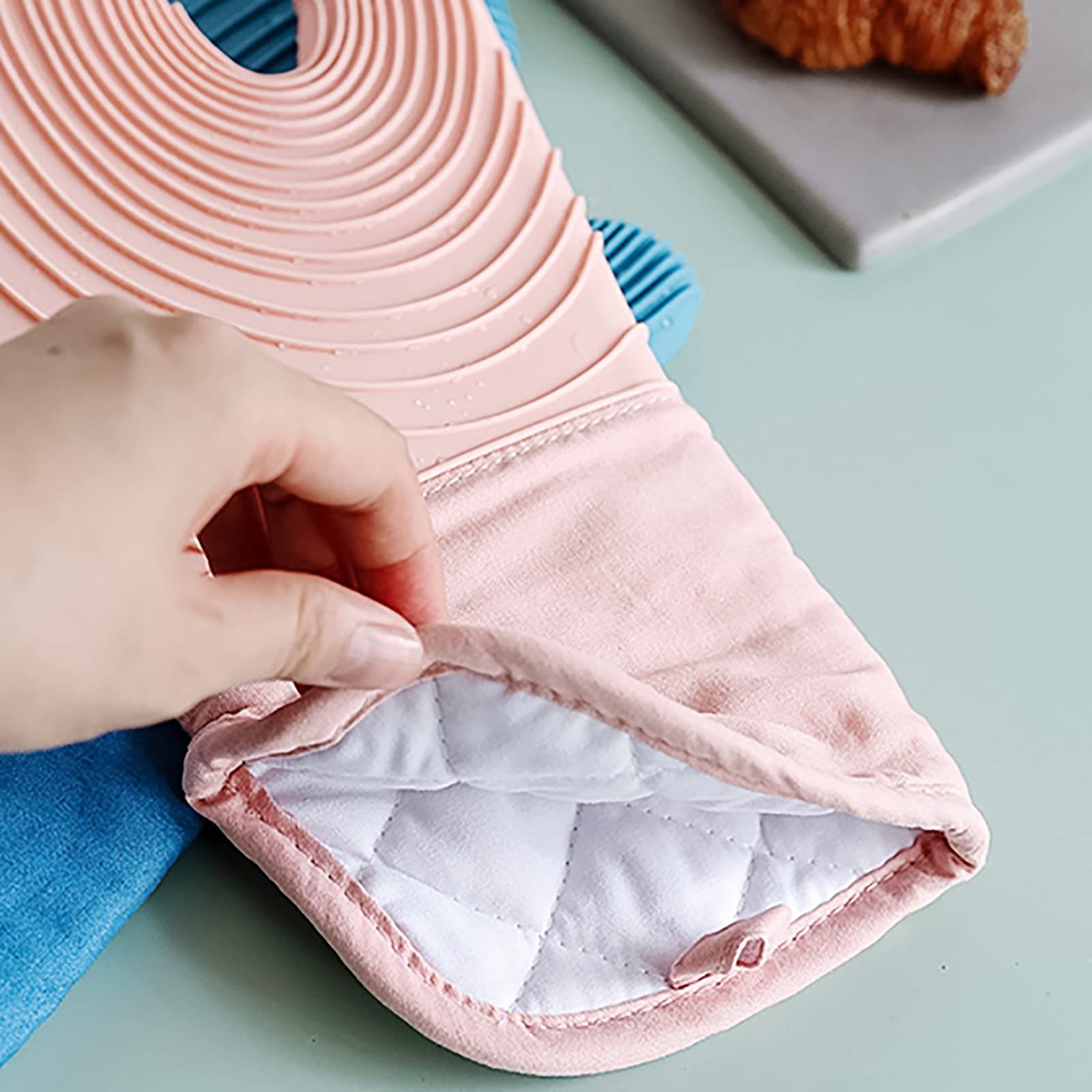 Guantes de silicona para horno, resistentes al calor, guantes de cocina con lazo para colgar, máquina de barbacoa, naranja, talla única
