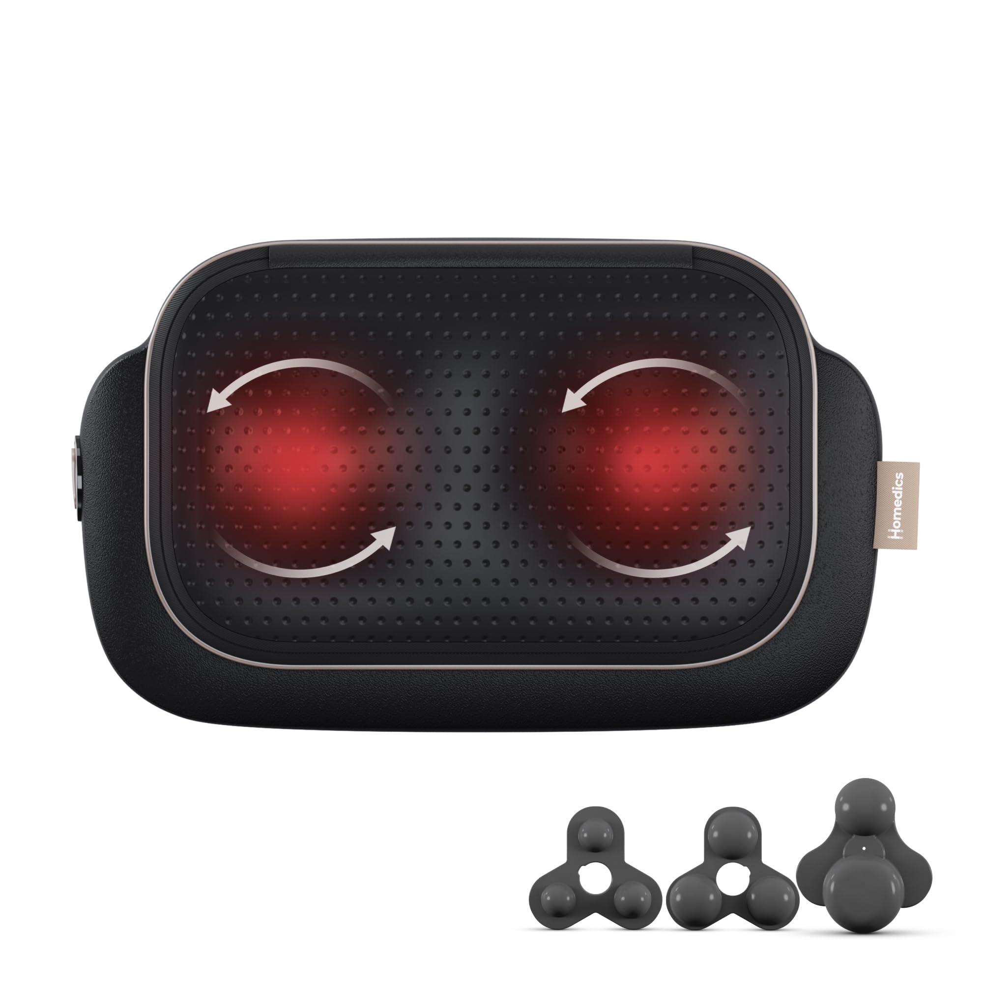 Homedics ModMassage Coussin Shiatsu, Cou, Dos & Épaules, USB-C, 2 Têtes | Coussin De Massage Shiatsu Corps Entier, Appareil De Massage Dos Nuque Pieds, 2 Têtes Interchangeables, Chaud & Froid, USB-C
