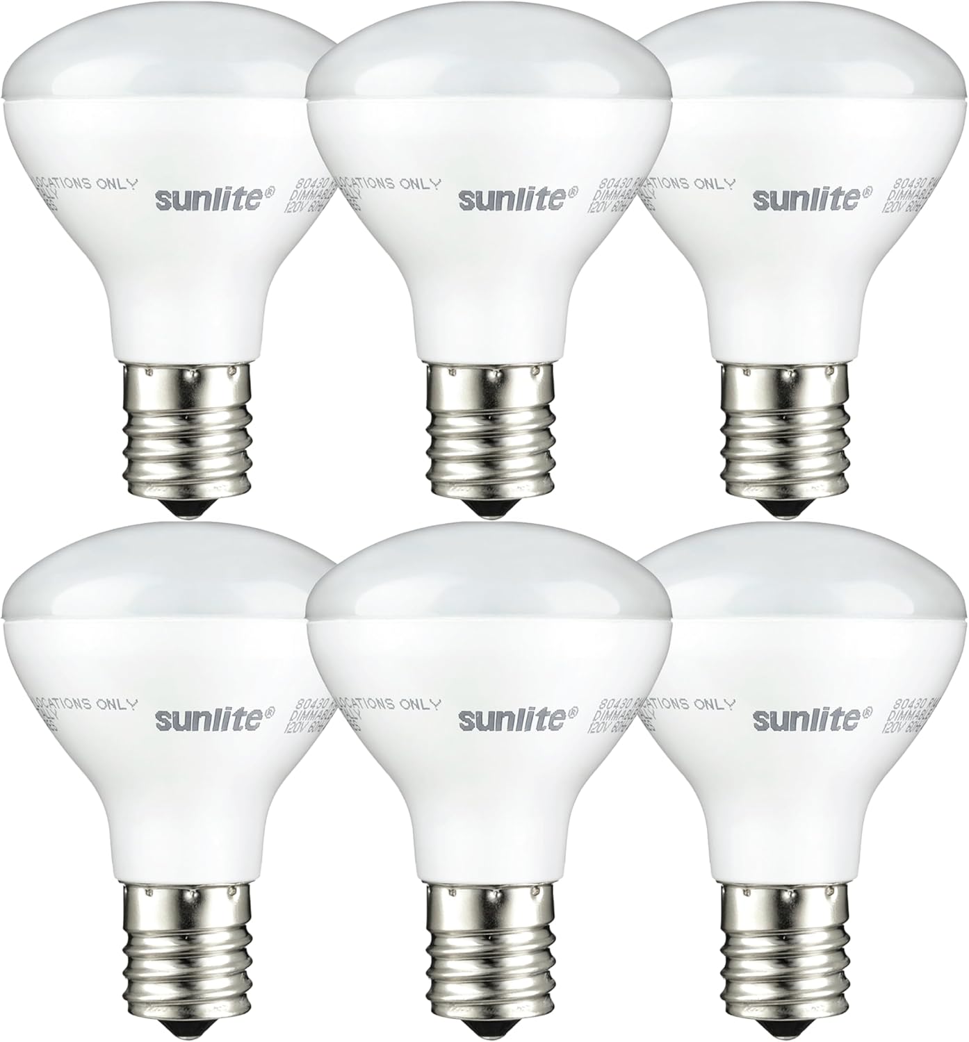 Sunlite LED R14 Mini Flood Light Bulbs, 4 Watts (25W Equivalent), 280 Lumens, Intermediate (E17) Base, Dimmable, ETL Listed, 2700K Soft White, for Curio Cabinet Light, 6 Count