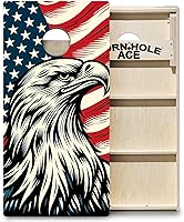 Vista 16 de CornholeAce ACE PRO - Juego de tablas para cornhole con bandera americana, sin rebote, patas anchas triples, madera contrachapada de abedul báltico