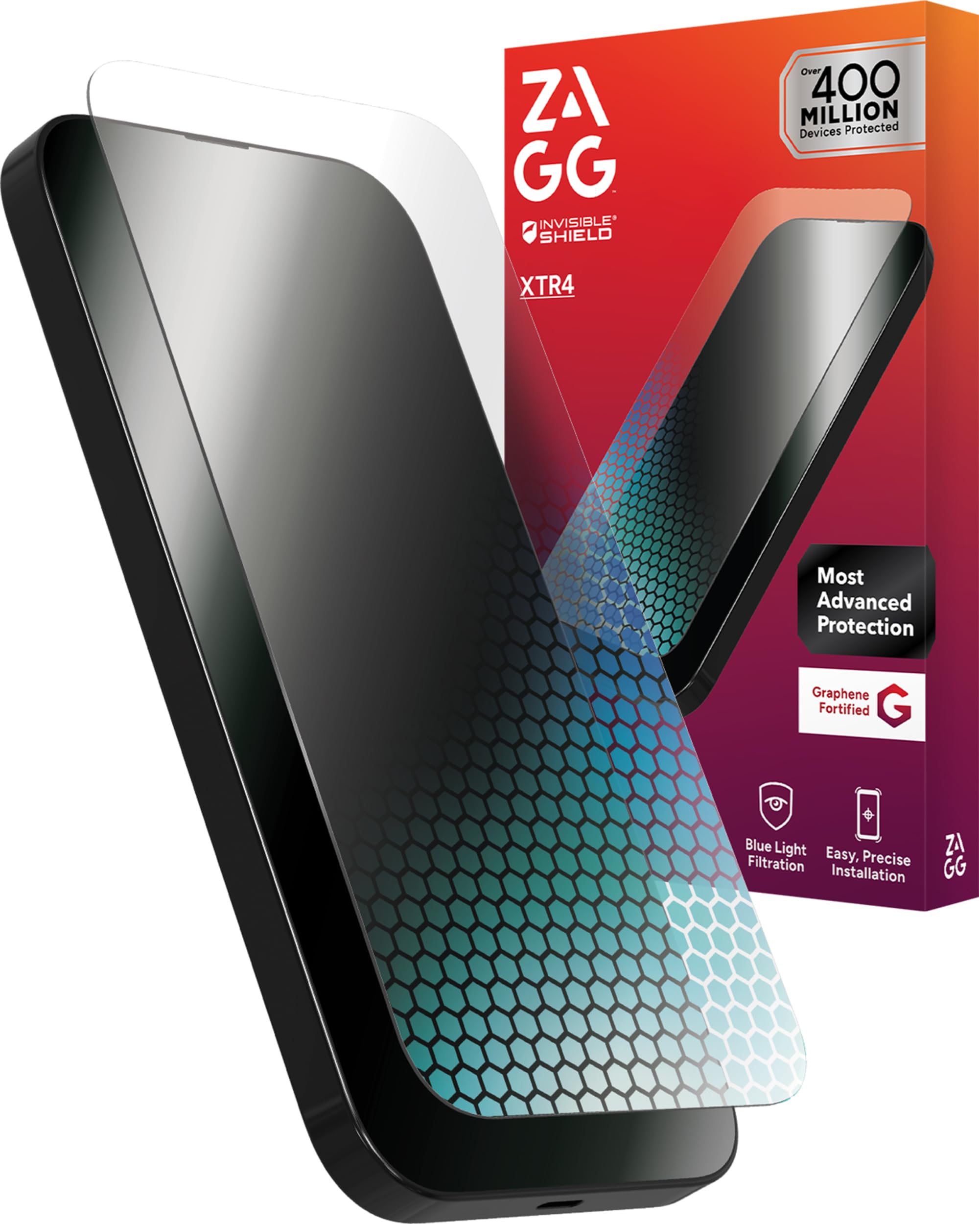 ZAGG XTR4 Screen Protector for iPhone 17e/ 16e/ 14/13/ 13 Pro - 11x Stronger Tempered Glass, Blue Light Filtration, Anti-Reflective Technology,