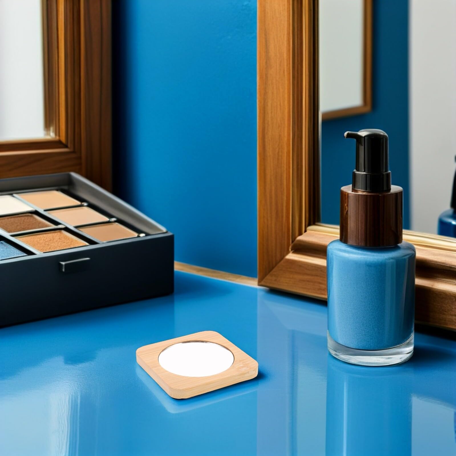 12stücke Holz Kosmetikspiegel Tragbar Kompakt Handspiegel für Reisen Make-up Details Kleiner Mini-handspiegel Holzrahmen Spiegelung Hautton
