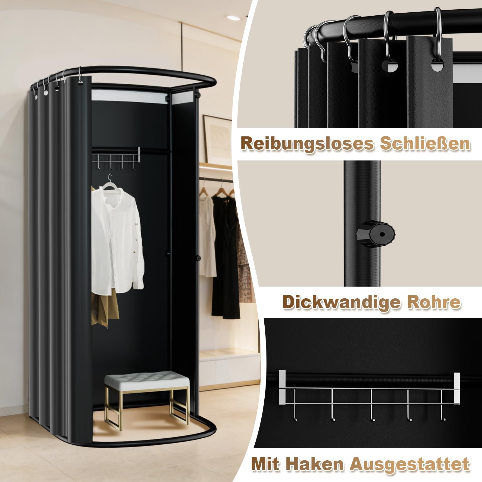 Umkleidekabine Freistehend, U-Form Bewegung Spur Umkleideraum, Bodenstehende Tragbarer Sichtschutz, Schattierung umkleide Öse Eisenhalterung, für Büro Einkaufszentrum