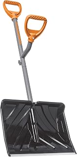 ErgieShovel ERG-BWRK16 Ergonomic Dual-Handle Snow Shovel - 18" Blade Reduces Back Strain, Steel Shaft