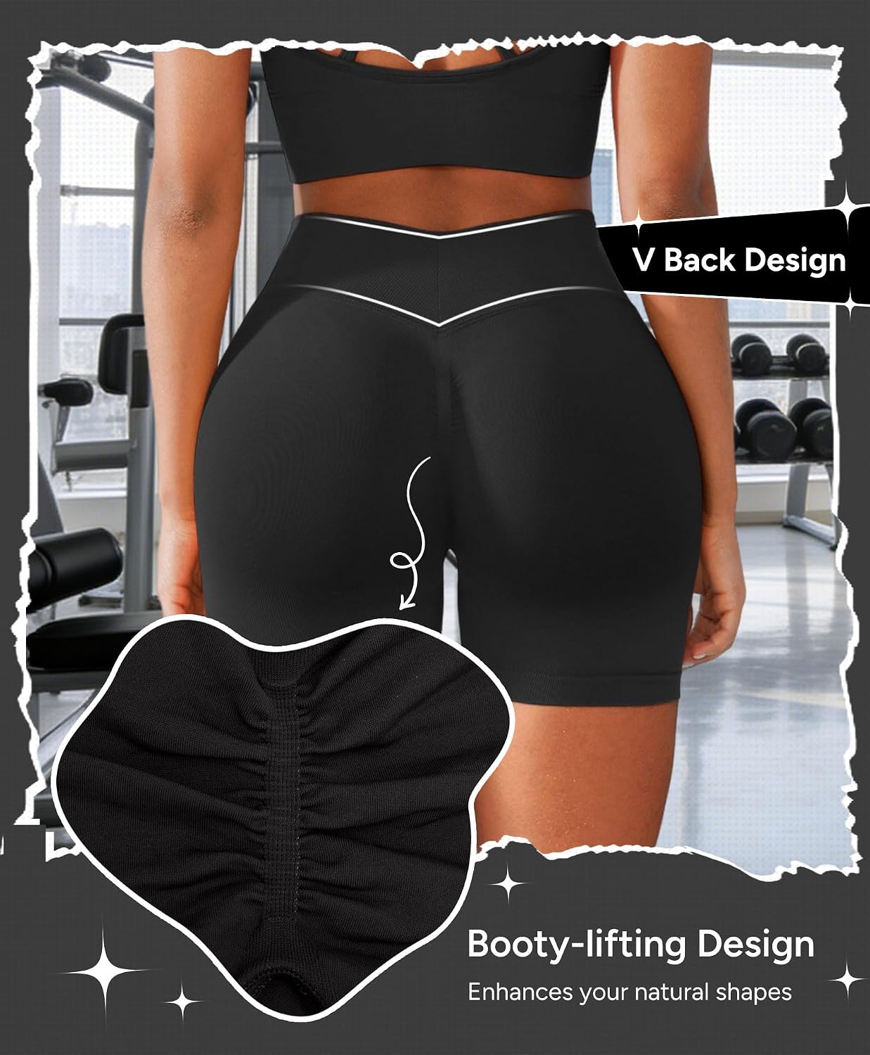 BRXL Scrunch Butt Lifting Shorts for Women V Back Seamless 5" High Waist Workout Gym Compression Spandex Impact Shorts