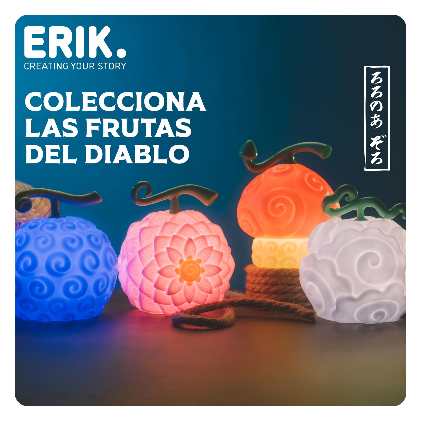 Grupo Erik Lampara One Piece Devil Fruit - Figura One Piece como Lámpara mesita noche o escritorio | Regalo Anime Manga, Merchandising Oficial | USB/Pilas : 2 Modos de Luz (16x14 cm)