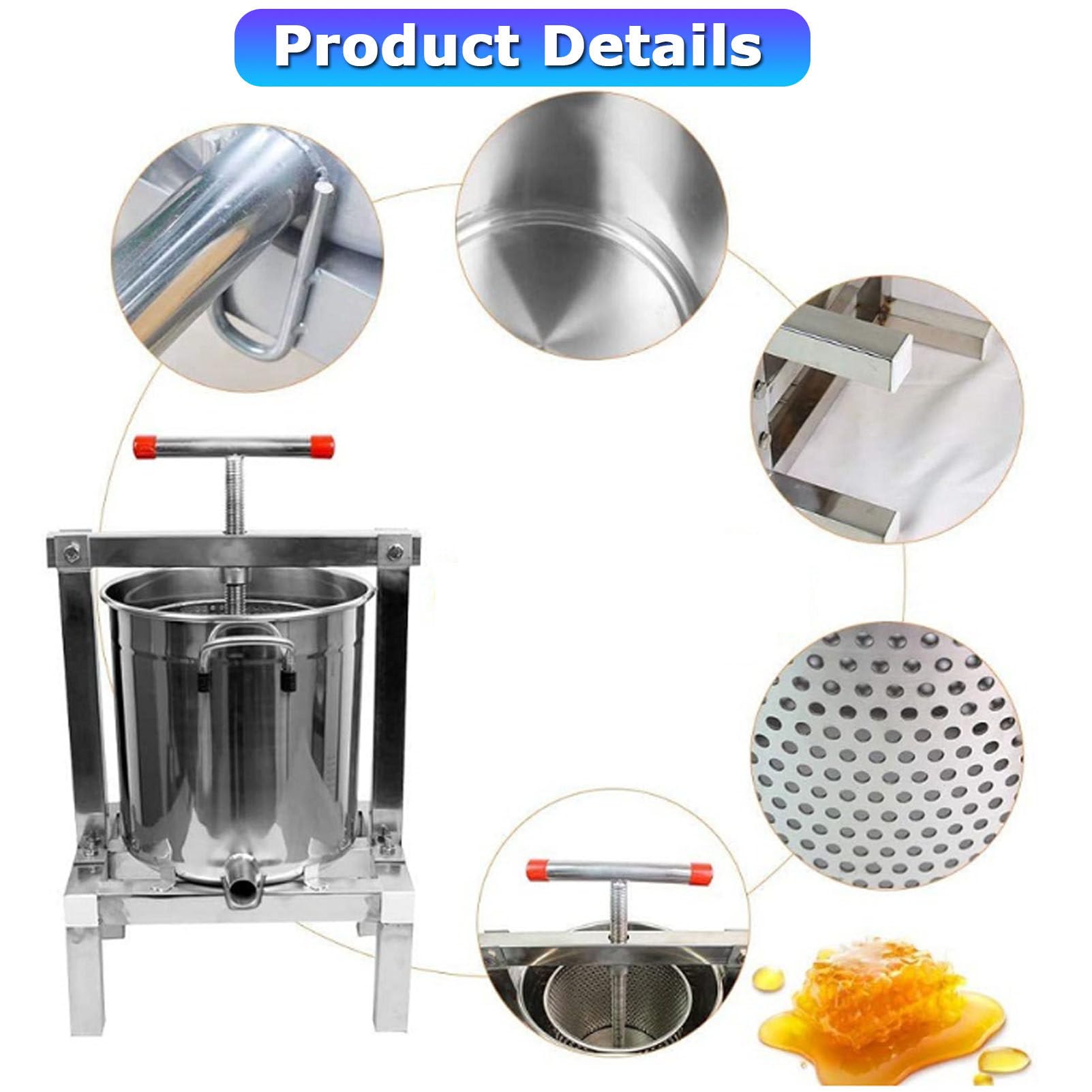 Extractor manual de exprimidor de miel extractor de exprimidor de frutas prensa de cera de abejas trituradora sidra naturaleza jugo fabricación manual exprimidor para apicultura agricultura