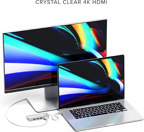 Miniatura 2 de Satechi Adaptador multipuerto USB C Hub 8 en 1 V2, 4K HDMI, carga USB C PD de 115 W, 3 USB-A, Ethernet, lectores de tarjetas MicroSD, para laptop,