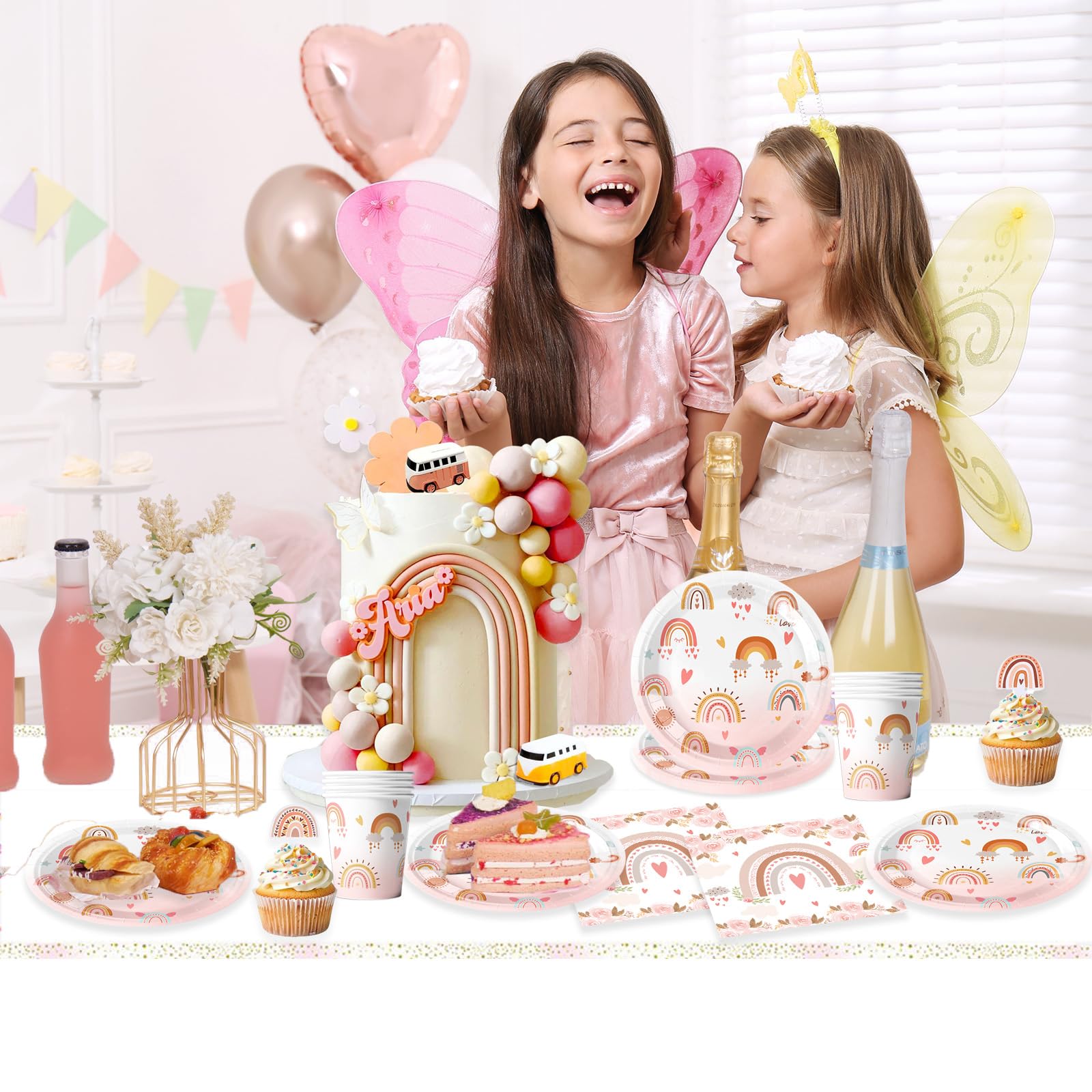 Cheereveal Set 2 Tovaglie Bohémien Arcobaleno In Plastica - 274x137 Cm, Impermeabili E Riutilizzabili, Per Feste E Picnic