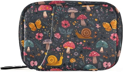 Pastillero de caracol, hongo, hojas de palma, 7 días, pastillero, bolsa organizadora de píldoras de viaje con cremallera, portátil, semanal,