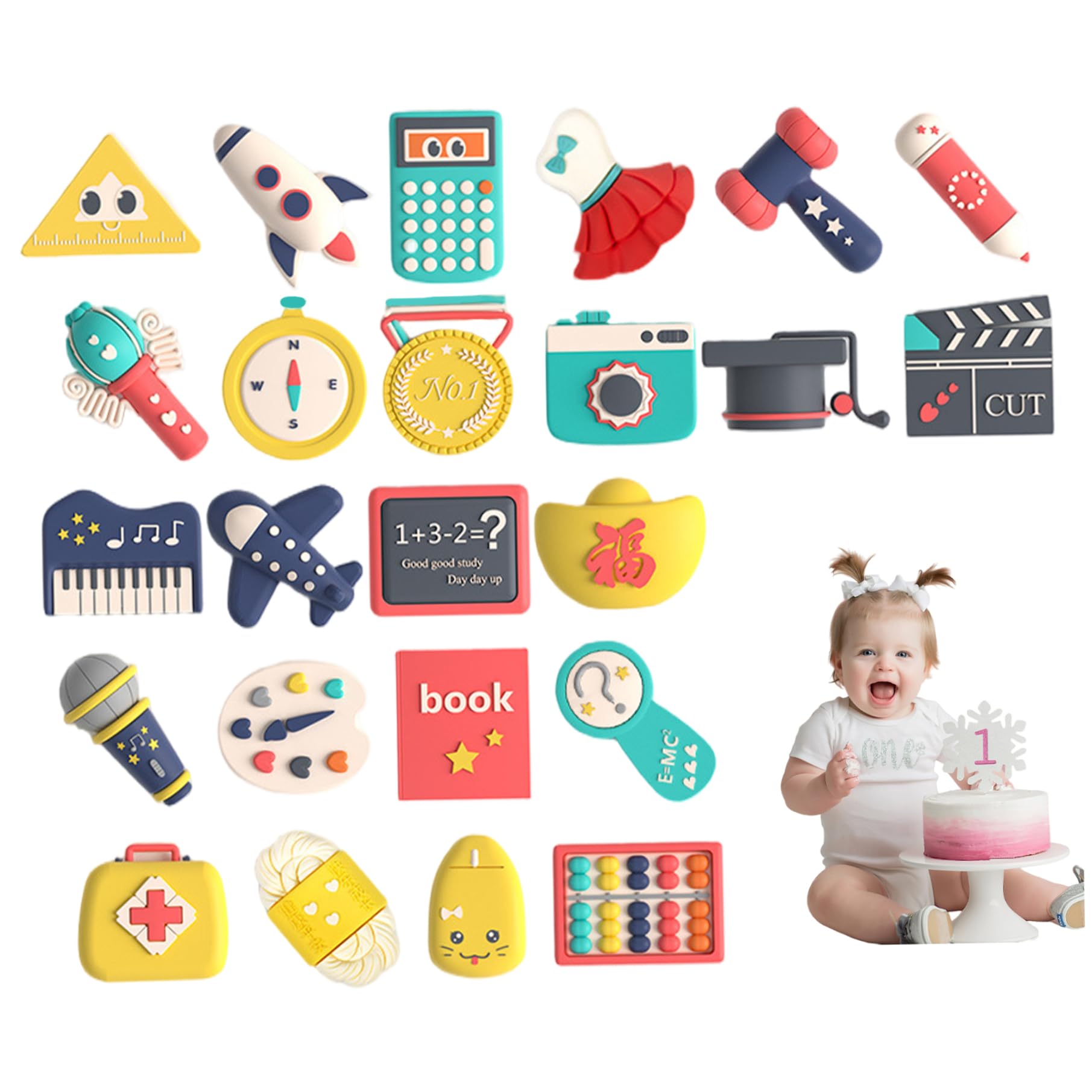 24 Pezzi Doljabi Set Safe Zhuazhou Set Oggetti Birthday Presents 1 ° Compleanno Tradizionale Doljanchi Giochi per Bambini, Ragazza, Ragazza ·