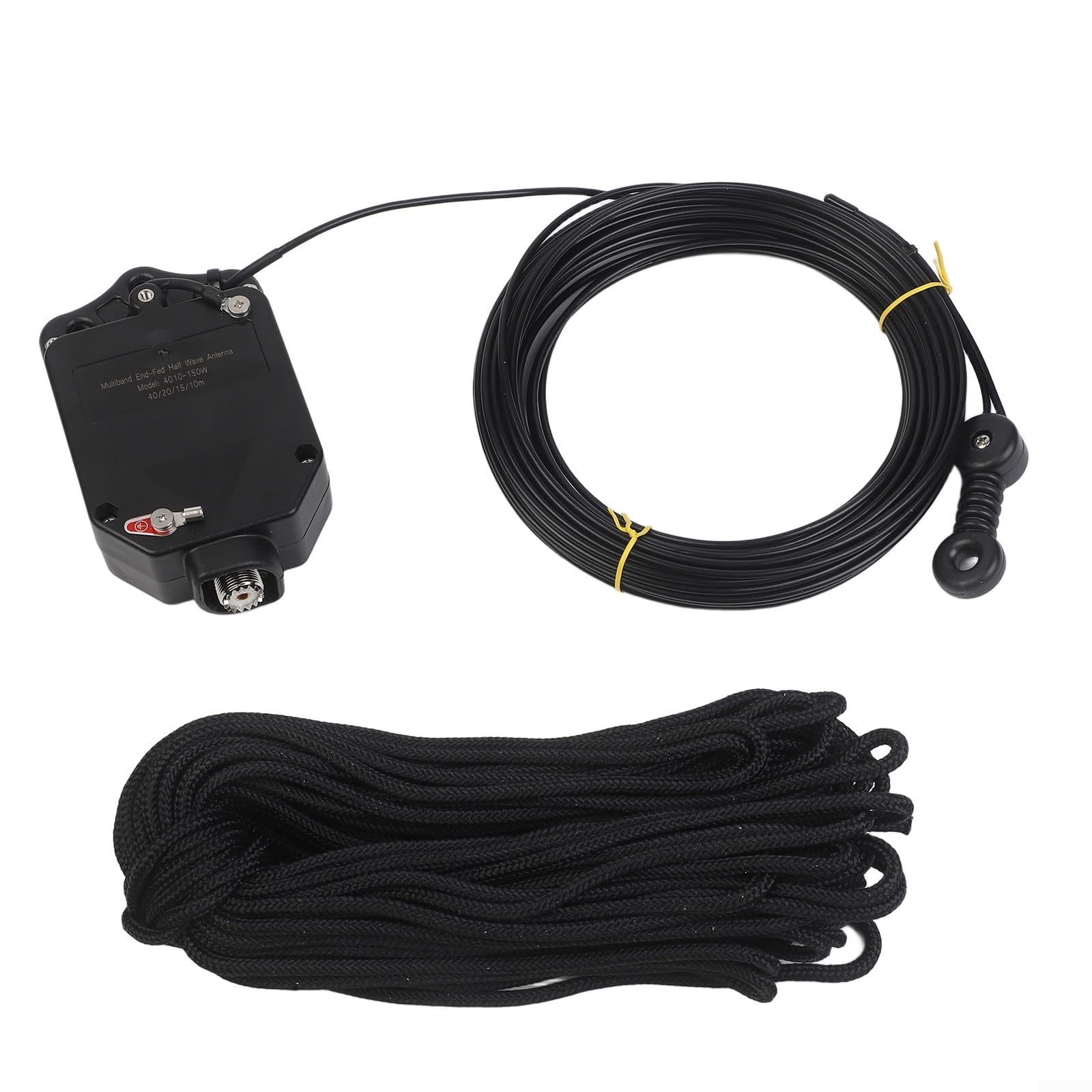 Kit d'antenne demi-onde alimentée par extrémité pour communication HF sur bandes de 10 m, 15 m, 20 m, 40 m avec balun intégré 1:64 et compatibilité avec les principales marques d'émetteur-récepteur