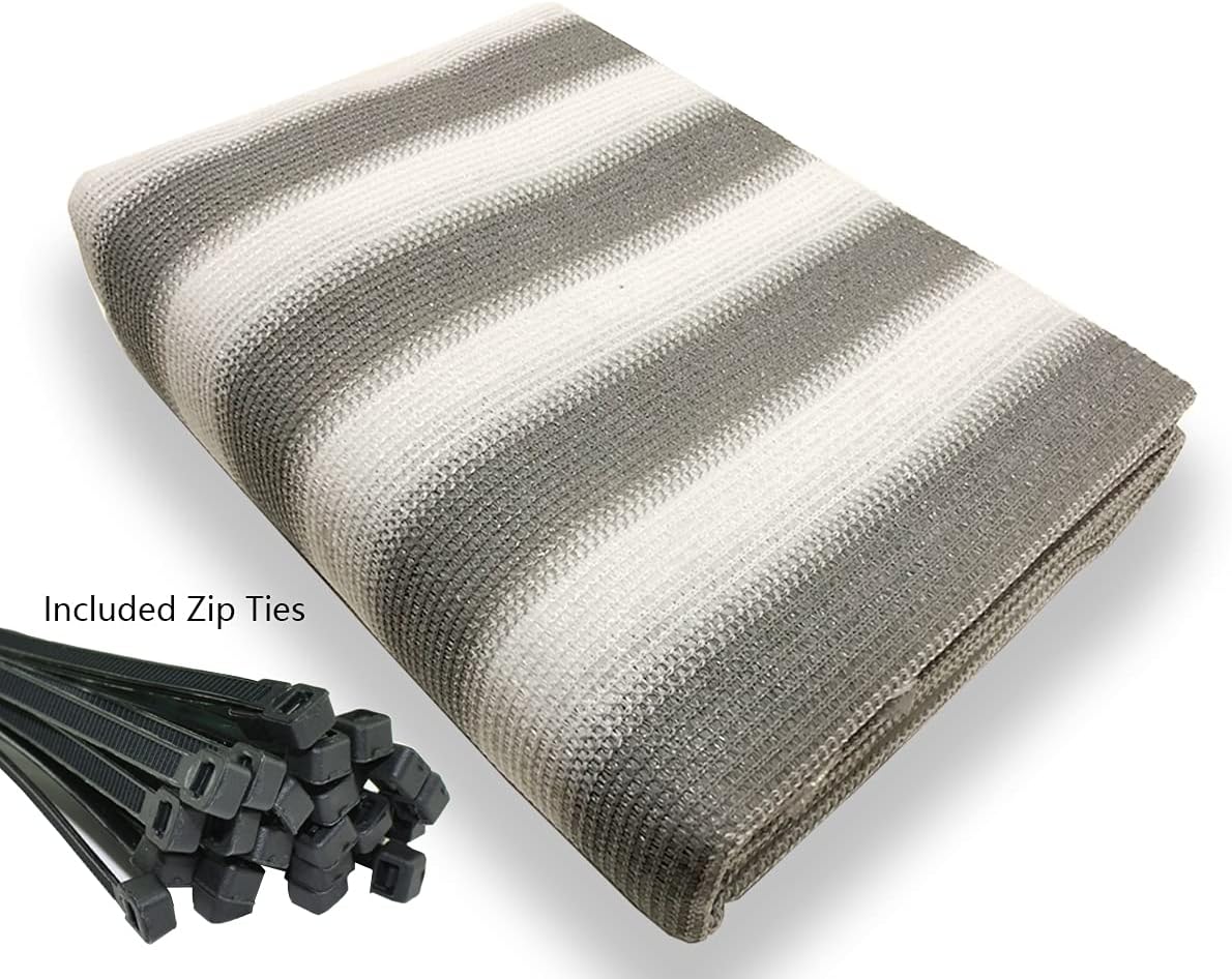 Alion Home© Elegant Privacy Screen Mesh for Backyard, Deck, Patio, Balcony, Pool, Fence. (35'' x 10', Grey White)