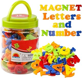 Magnetic Letters Numbers Alphabet ABC Colorful 123 Refrigerator Fridge Magnets for Vocabulary Educational Toy Set Preschool Learning Spelling Counting Game Uppercase Lowercase for Kids Age 3+
