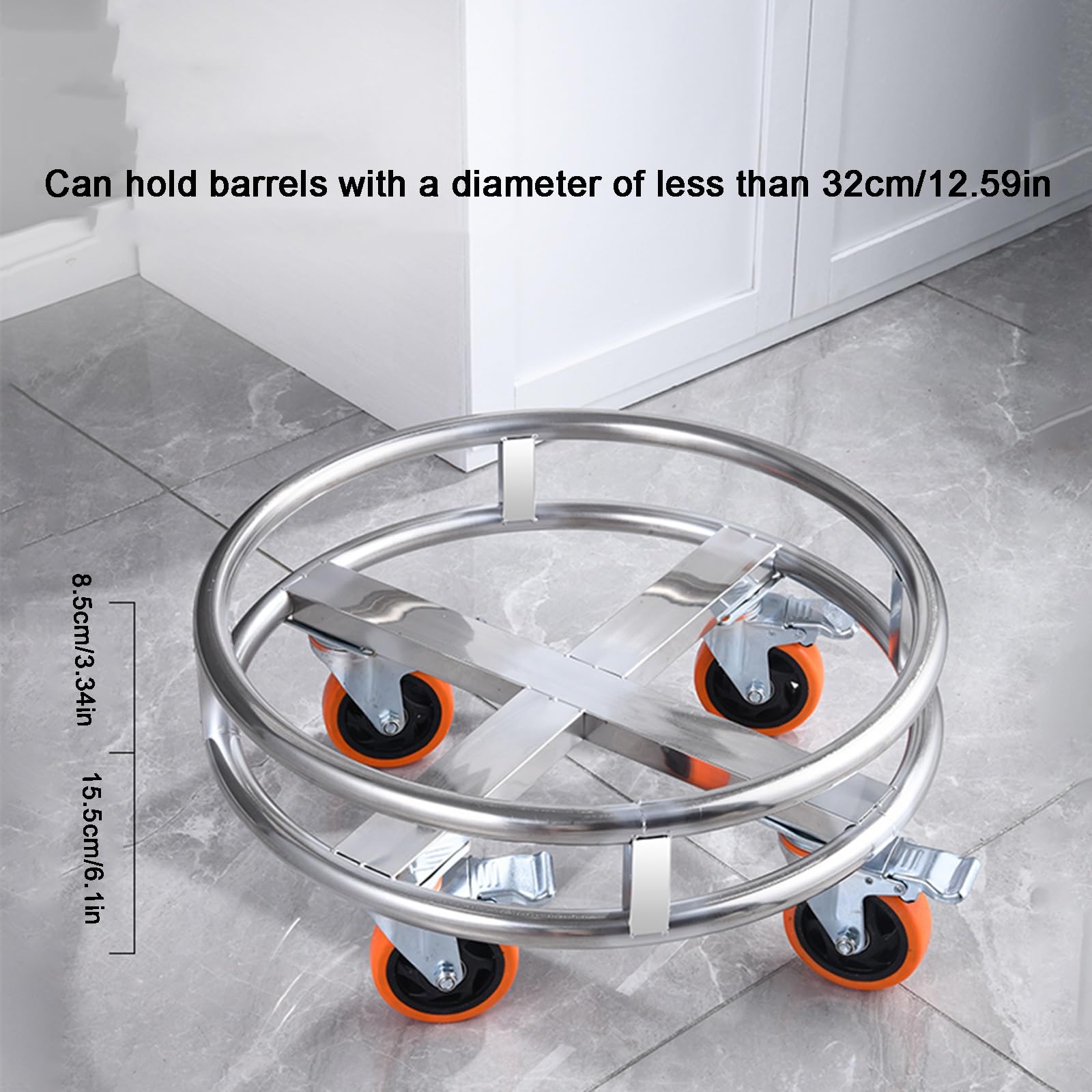 Support robuste en acier inoxydable avec roulettes – Chariot pour déplacer et ranger les fûts, seaux à lait, thermos, supporte jusqu'à 300 kg