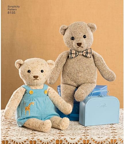 Miniatura 5 de Simplicity 8155 Haz tu propio oso de peluche con accesorios y patrón de costura de ropa, 6 piezas