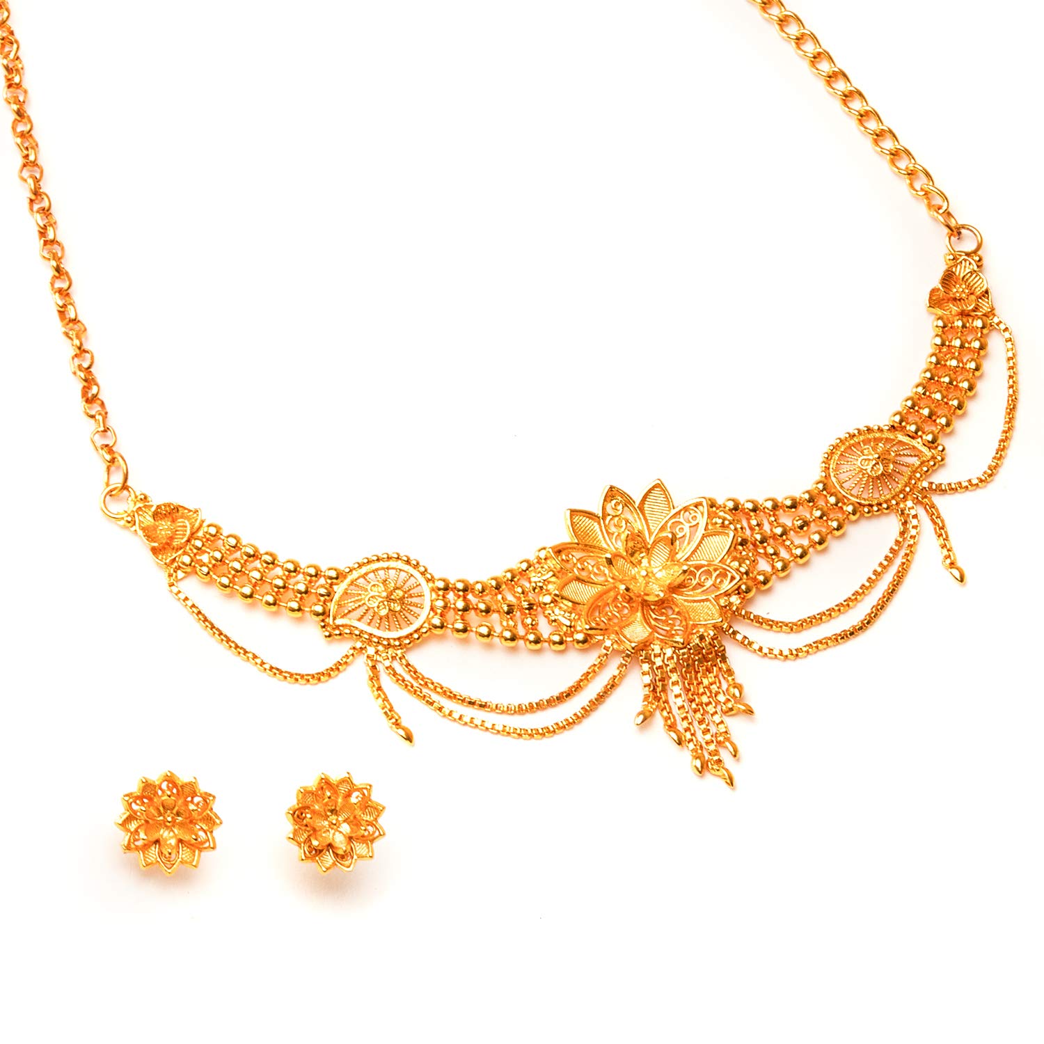 KENNICE Gold-Plated Choker Necklace With Earrings Jewellery Set For Women & Girls (B09CV6M625) Amazon Price History, Amazon Price Tracker