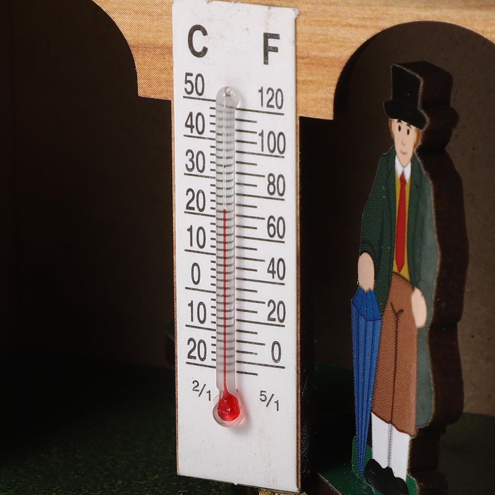 SOIMISS Termometro Igrometro da Parete Analogico in Legno Barometro Integrato Stazione Meteorologica Domestica Multifunzione per Monitoraggio Temperatura e Umidità Interna per Ufficio e