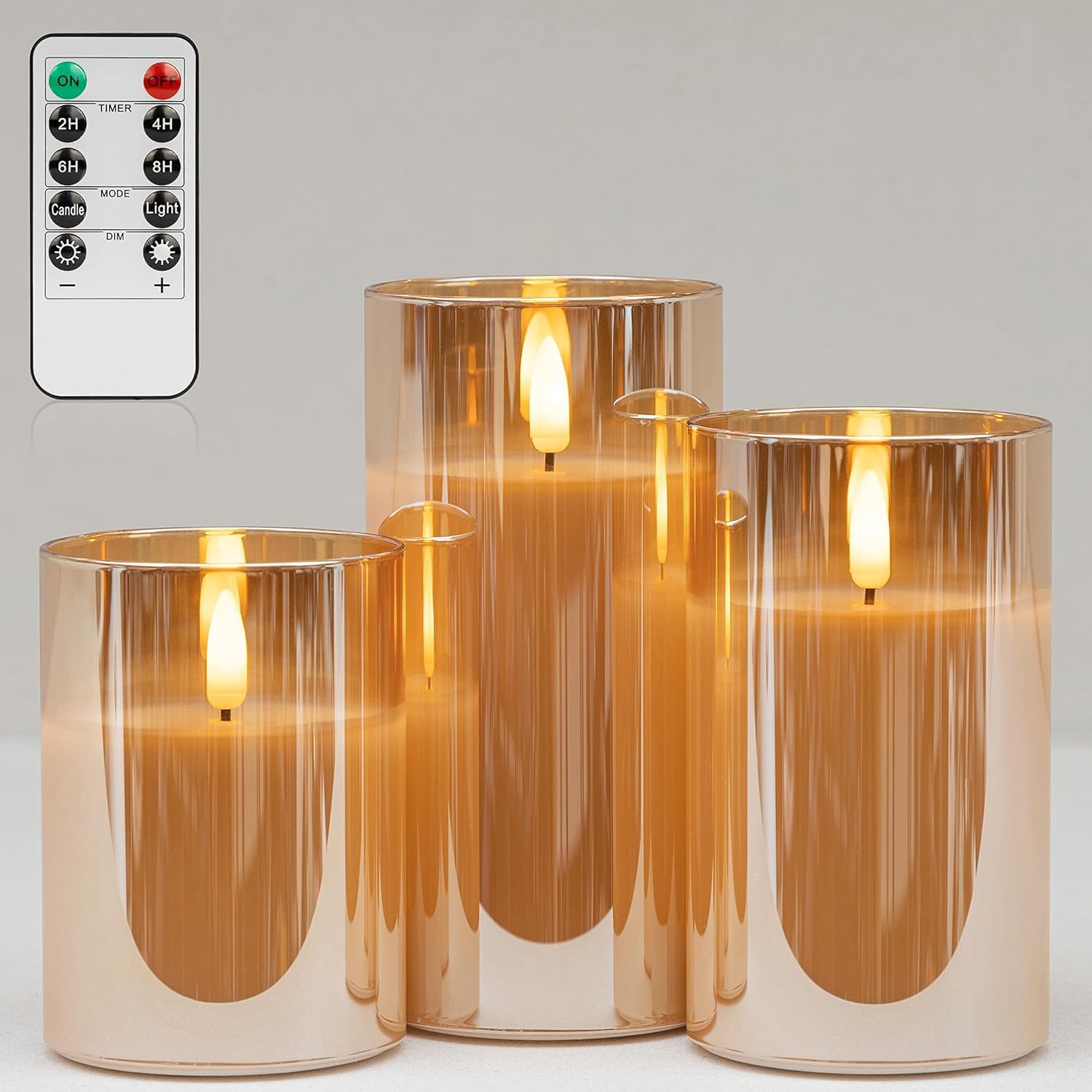 Flameless Candles, Battery Operated Candles LED Pillar Candles with Remote 10-Key Control and Timers for Indoor Home Fireplace Decor Wedding Festival Halloween Decorations, H 4" 5" 6", Set of 3