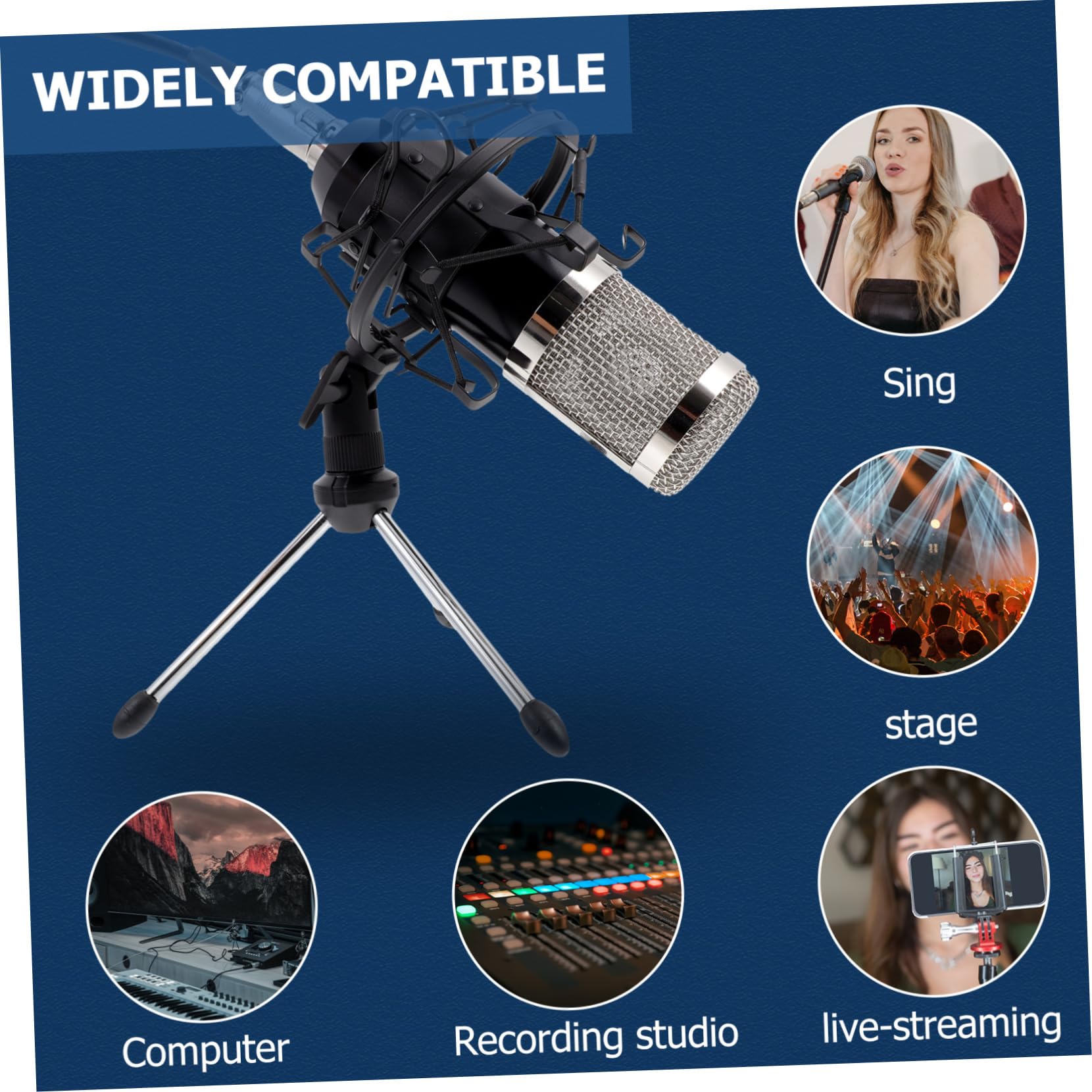Mipcase Microfono Condensatore per Trasmissione in Diretta Set di Microfoni Durevoli e Versatili Adatto per Uso Domestico Karaoke e Conferenze Colore Casuale