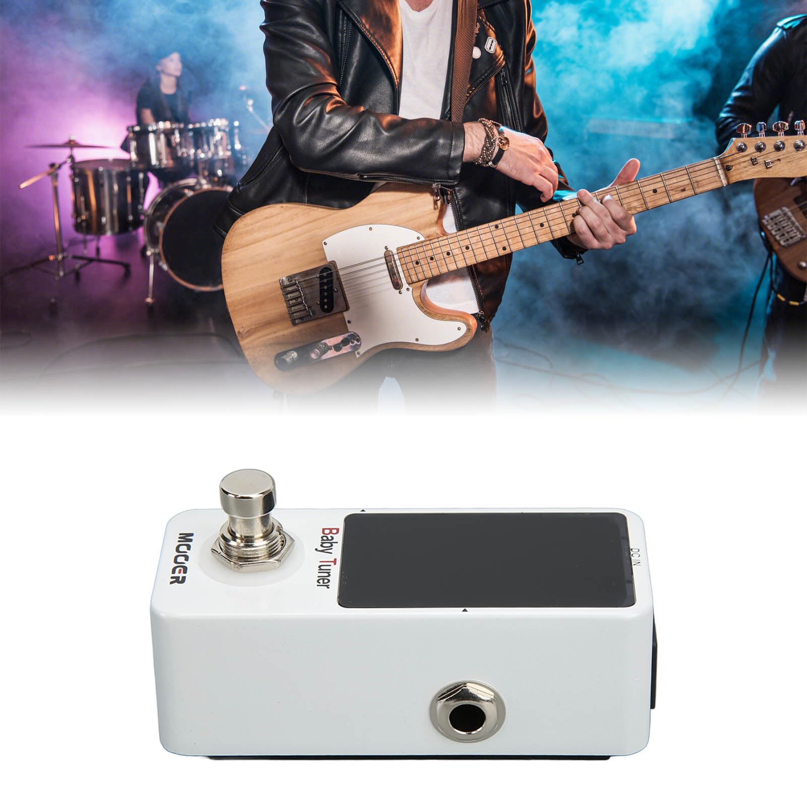 Mini Accordatore a Pedale Effetto Accordatura Cromatica Monoblocco Leggero per Chitarra Elettrica e Basso in Metallo 1 unità