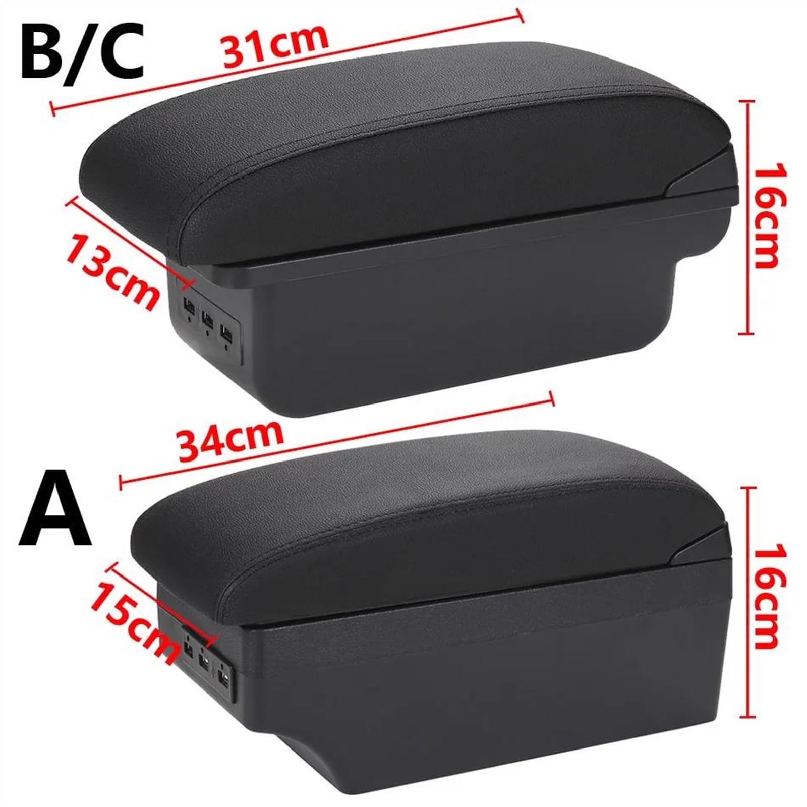 Scatola Bracciolo Con Supporto Multifunzionale Accessori Per La Modifica Degli Interni Dell'auto Imbottiti In PU Per Accento Per Tagaz Consolle centrale(B3 Black white 3USB)
