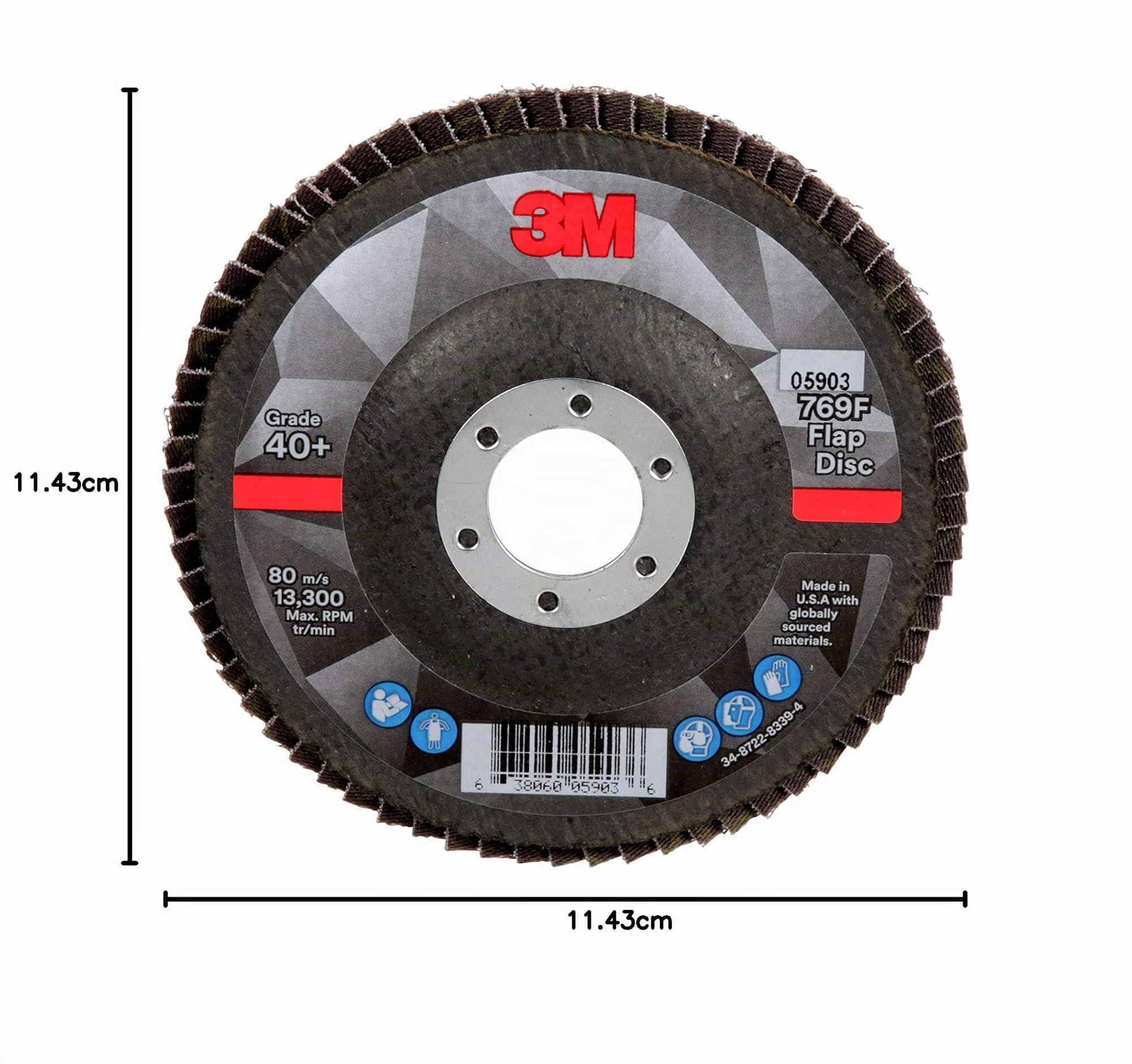Disco lamellare 3M 769F, T27, abrasivo ad alte prestazioni, grana in ceramica a forma di precisione, 40+, 11,7 cm x 7/8 in 10 pezzi (confezione da 1)