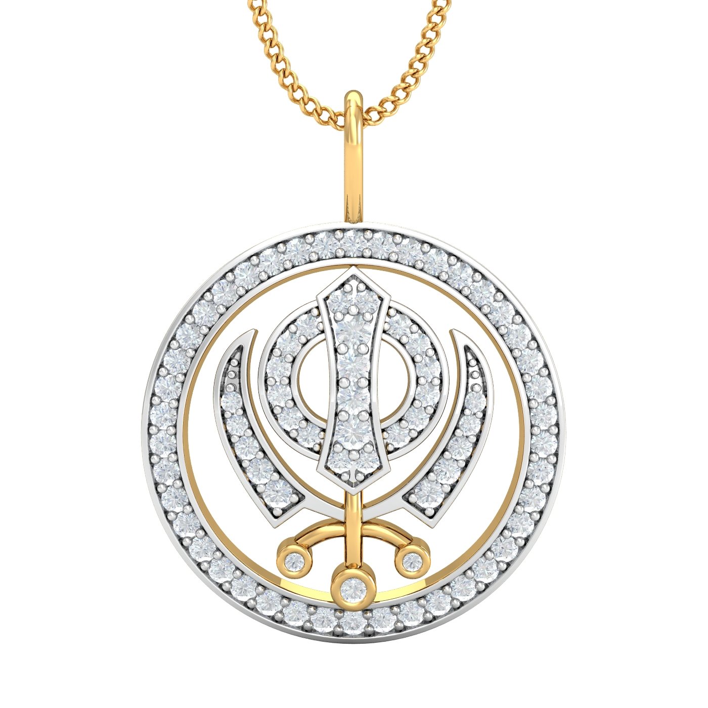 14KT Yellow Gold Khanda Ik Onkar Pendant for Women-image-43
