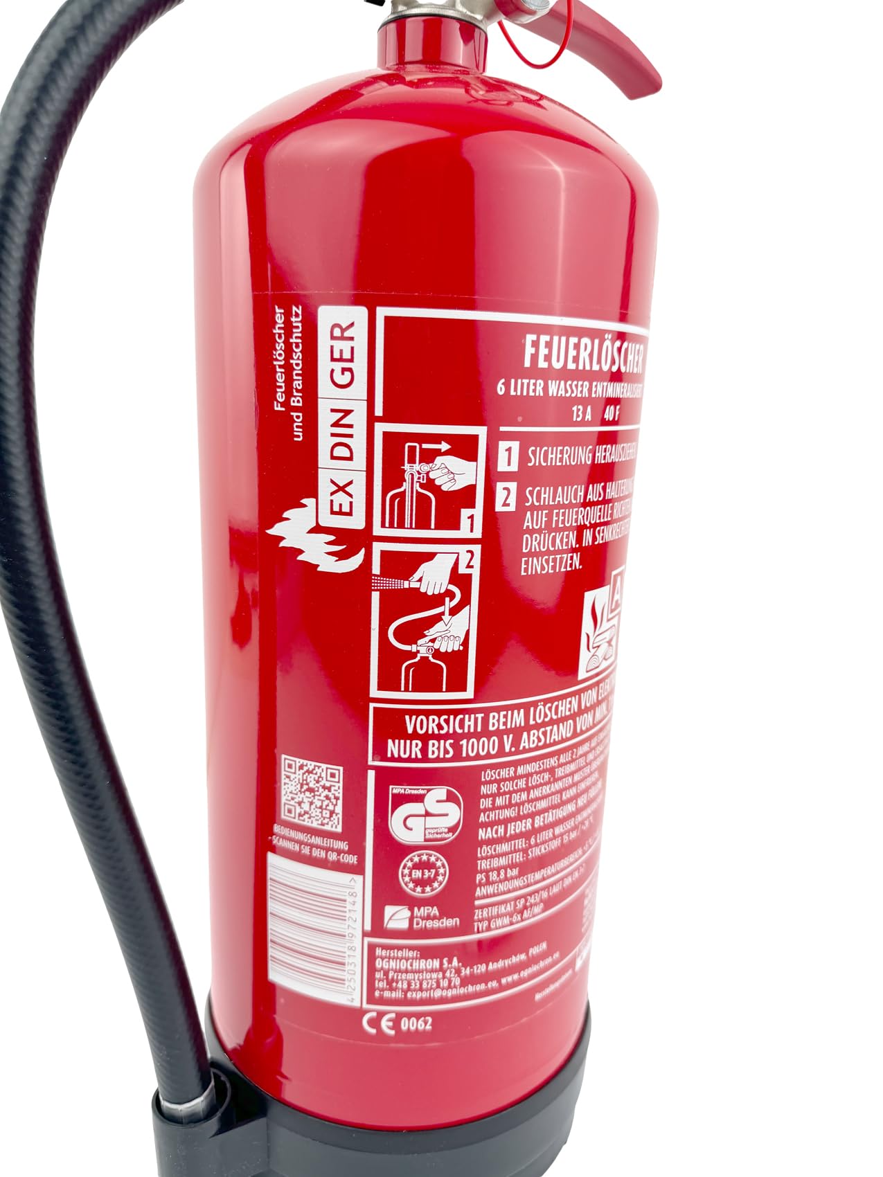 AF 6l Wassernebel-Feuerlöscher auch Fettbrände 4 Löscheinheiten (Dauerdrucklöscher GWM-6X aktueller Instandhaltungsnachweis)
