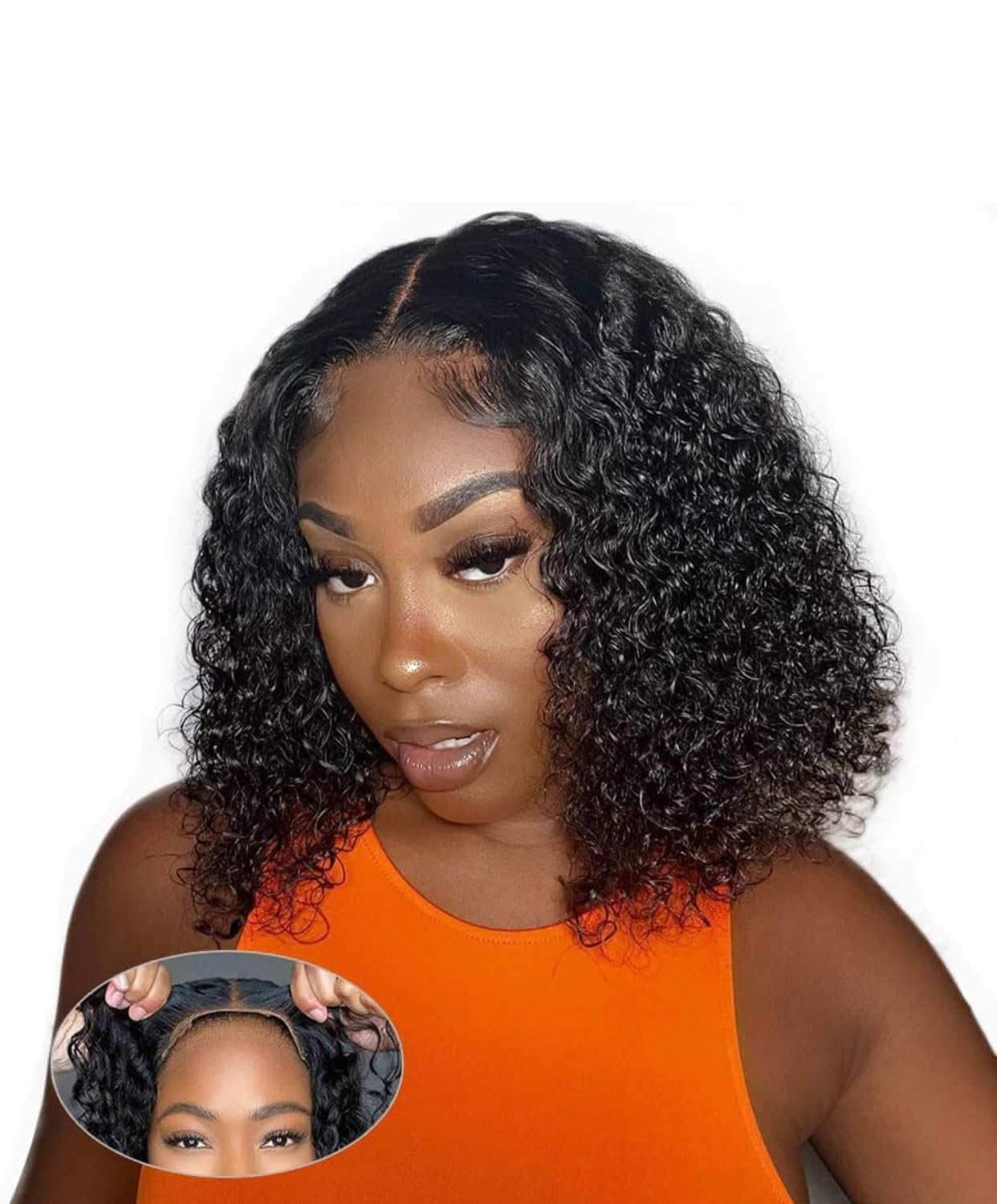 100% Virgin Human Hair Curly Glueless Wig, 4x4 HD Lace Closure, Double Drawn 200% density, Real Brazilian Human Hair - Image 3