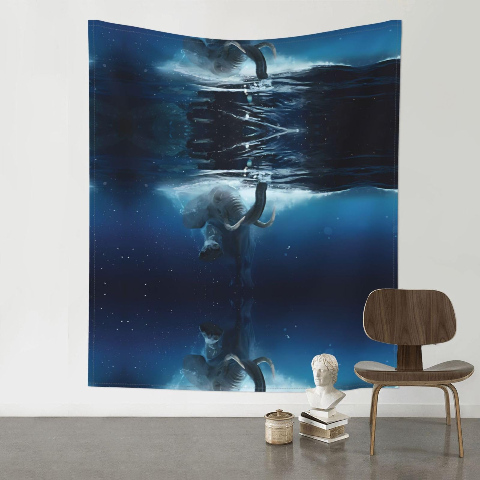 WHJSSF Swimming African Elephant Prints Wall Tapestry 60x51in - Boho Decor Throw for Bedroom, Dorm, Picnic & Outdoor Adventures