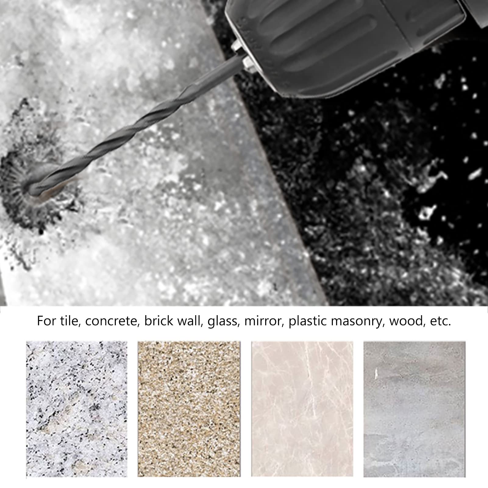 8 Pezzi Set di Punte per Trapano per Muratura, Set di Punte per Trapano per Piastrelle con Gambo Esagonale Professionale per Calcestruzzo in Plastica per Legno, Cemento, Mattoni di Vetro, 5~12 mm /