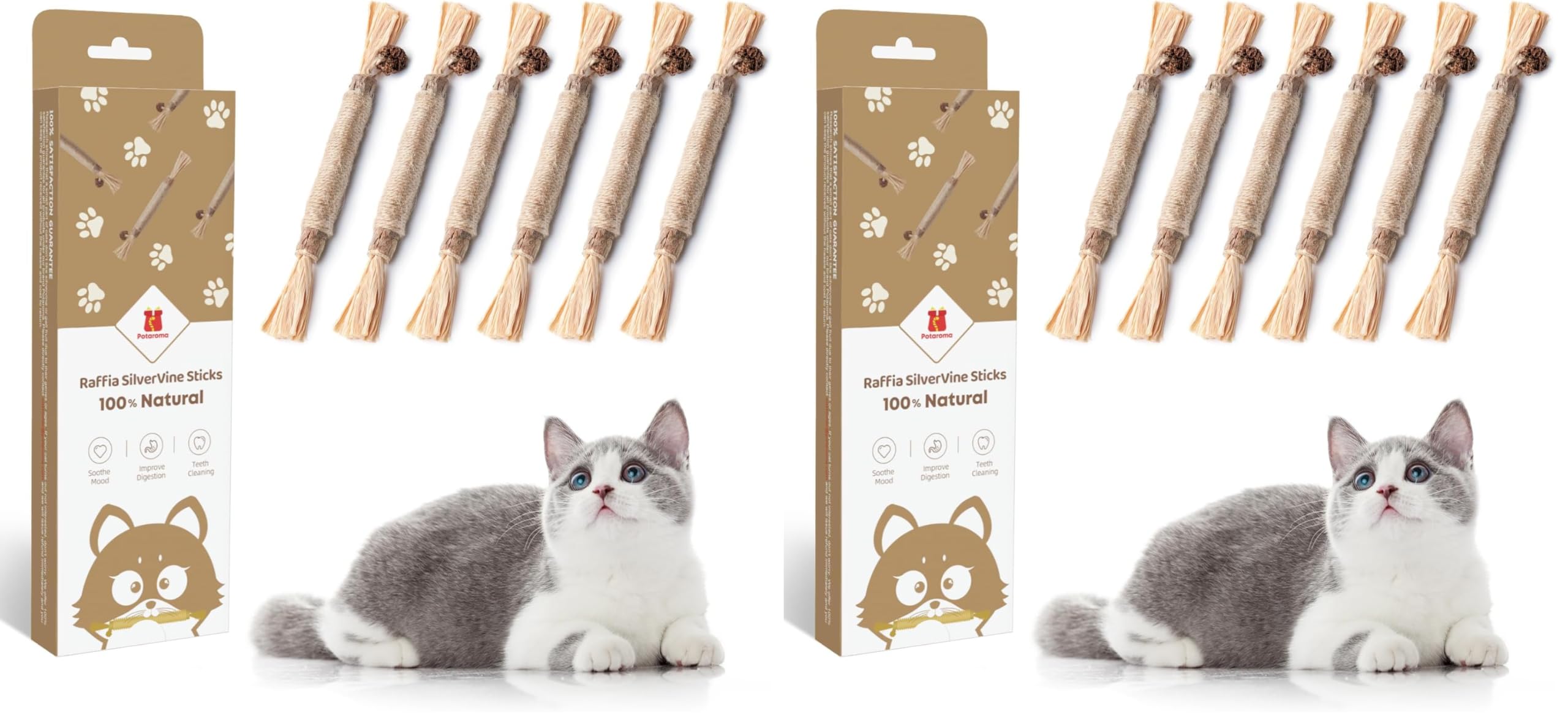 Amazon.com: Potaroma 3 Pack Natural Silvervine Sticks Cat Toys