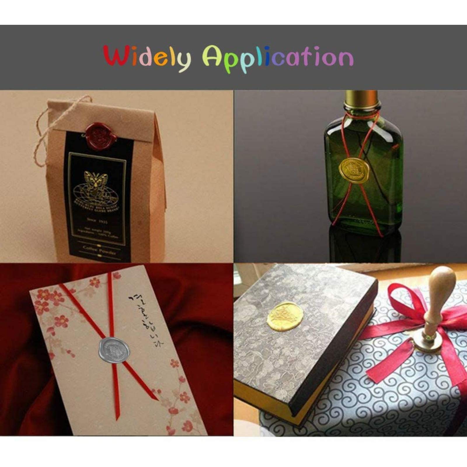 Ensemble de sceaux de cire personnalisés Lilico pour Harry Potter et la boîtecadeau de fête de Poudlard, comprend une poignée en bois vintage et 6 têtes en laiton de tampons de cire scellés amovibles