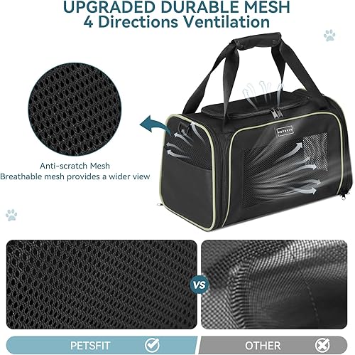 Miniatura 9 de PETSFIT Transportador grande para gatos, transportador para perros de hasta 25 libras, protección de privacidad de mascotas, transportador de