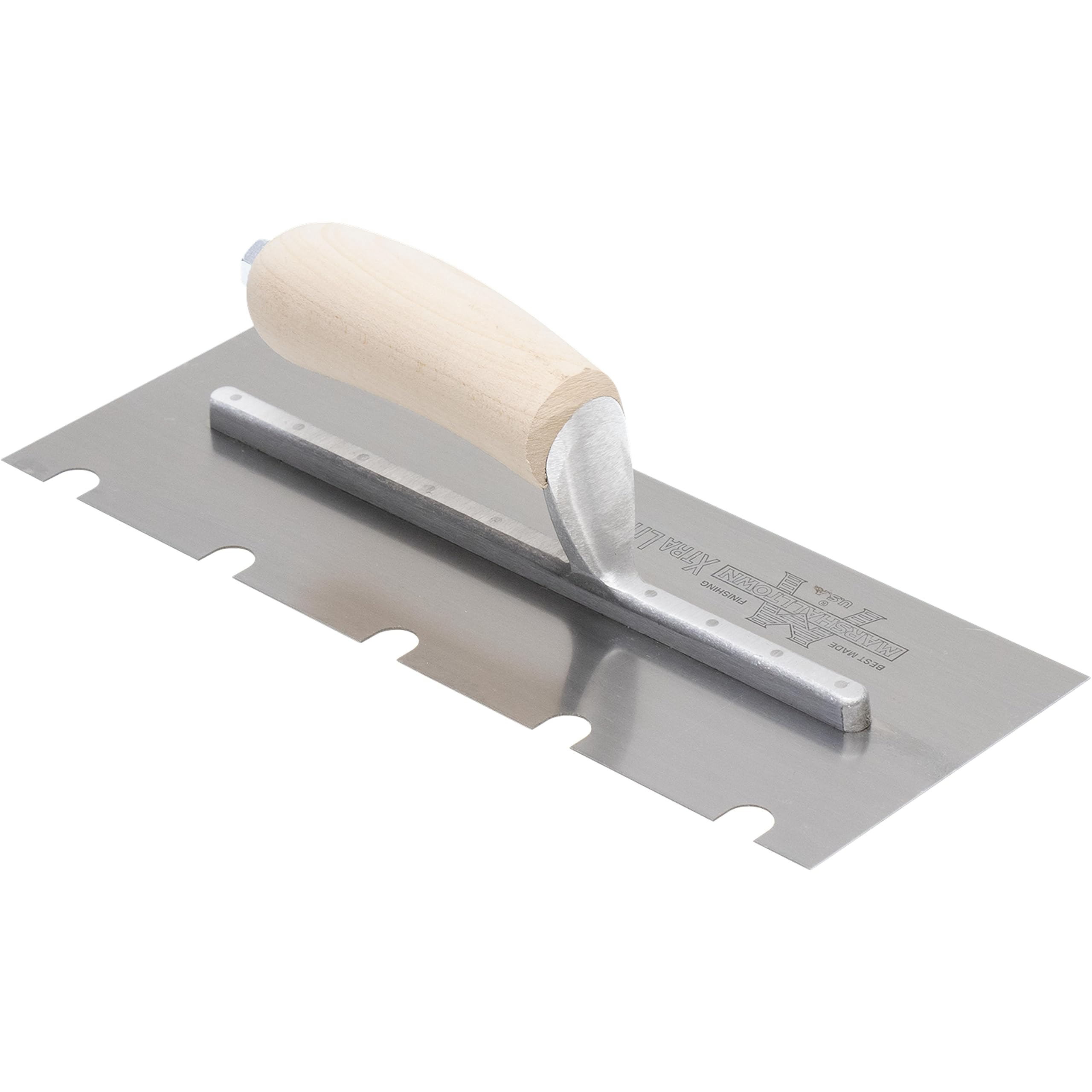 Marshalltown Llana Dentada, U -13x13x51 mm, Mango de Madera, Acero Inoxidable, Dimensiones: 279x102 mm