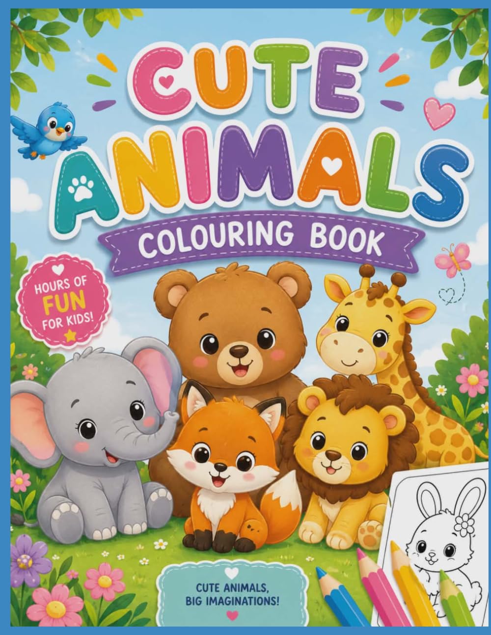 CUTE ANIMALS COLOURING BOOK: Cute Animals Big Imagination