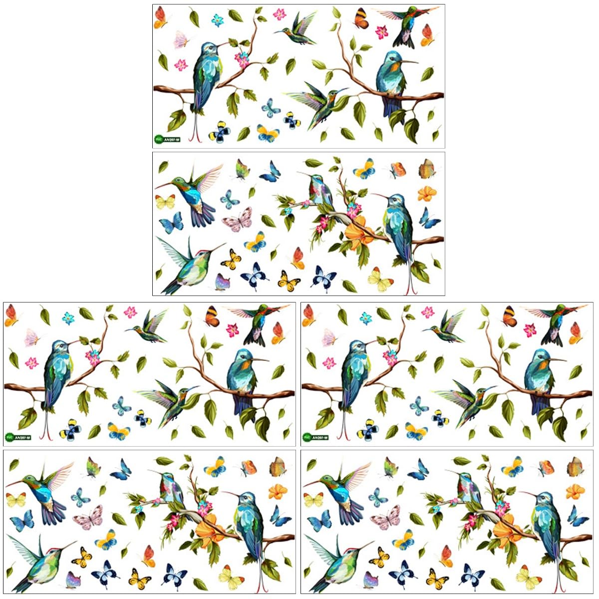 OUNONA 3 Sätze Fensteraufkleber Hummingbird Ast Statische Fensterbilder für Kinderzimmer und Frühlingsdekoration Selbstklebend Rückstandslos Ablösbar Kollisionsschutz für Glasflächen