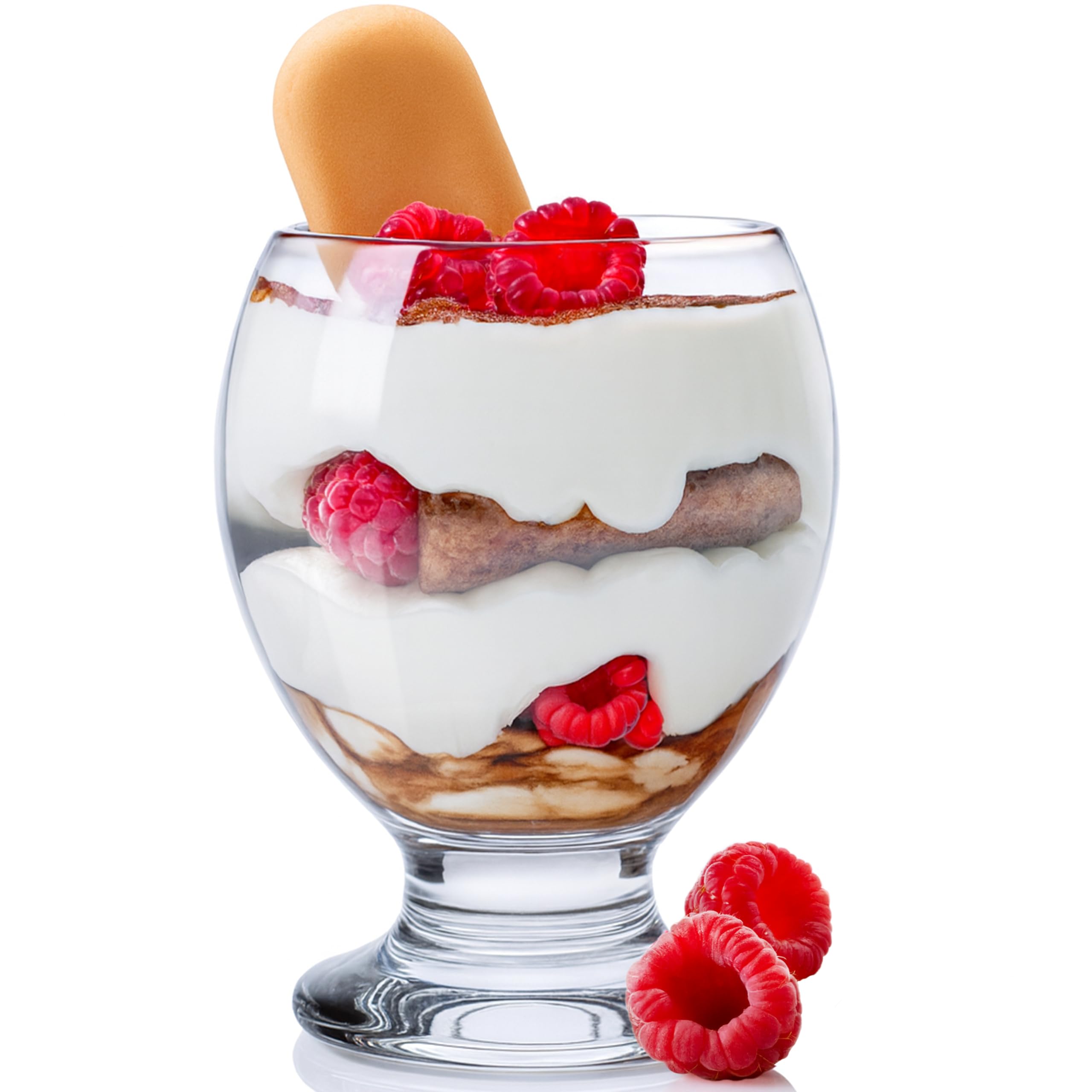 ASelected 100 bicchieri da dessert in plastica, 150 – 160 ml, in plastica con coperchio, bicchieri da dessert con cucchiai per mousse, budino, gelato, dessert