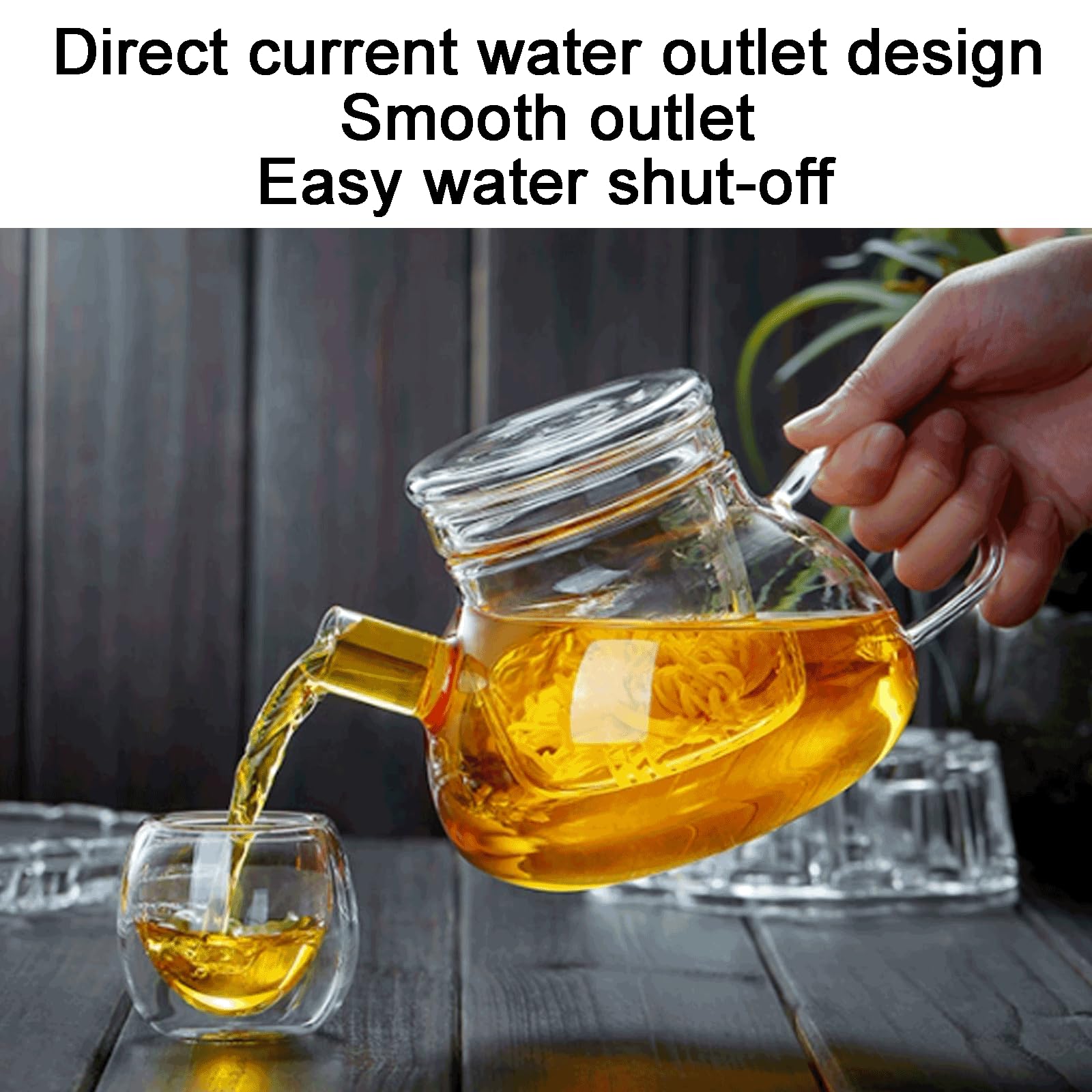 Waschbar Tisch-Teekanne aus Glas mit abnehmbarem Tee-Ei, transparente Teekanne mit Deckel, Teekannen-Set, großes Fassungsvermögen, 750 ml solide