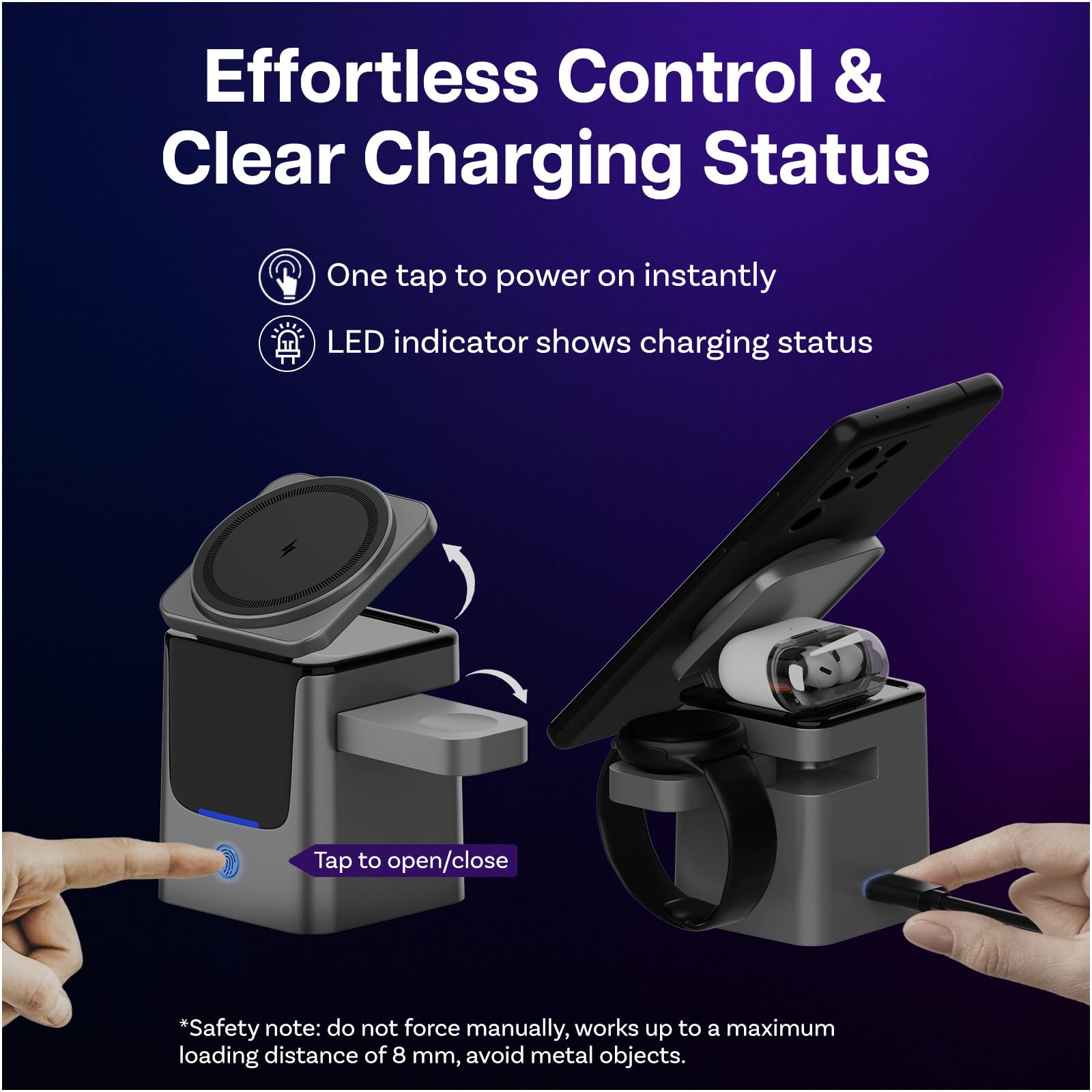 Caricatore Wireless per Samsung da MMOBIEL - 3 in 1 Stazione di Ricarcica 15W per MagSafe Samsung Galaxy S26/S25/S24/S23 Serie, Galaxy Watch 8/7/6, Galaxy Buds - Adattatore da 25W & Anello Magnetico