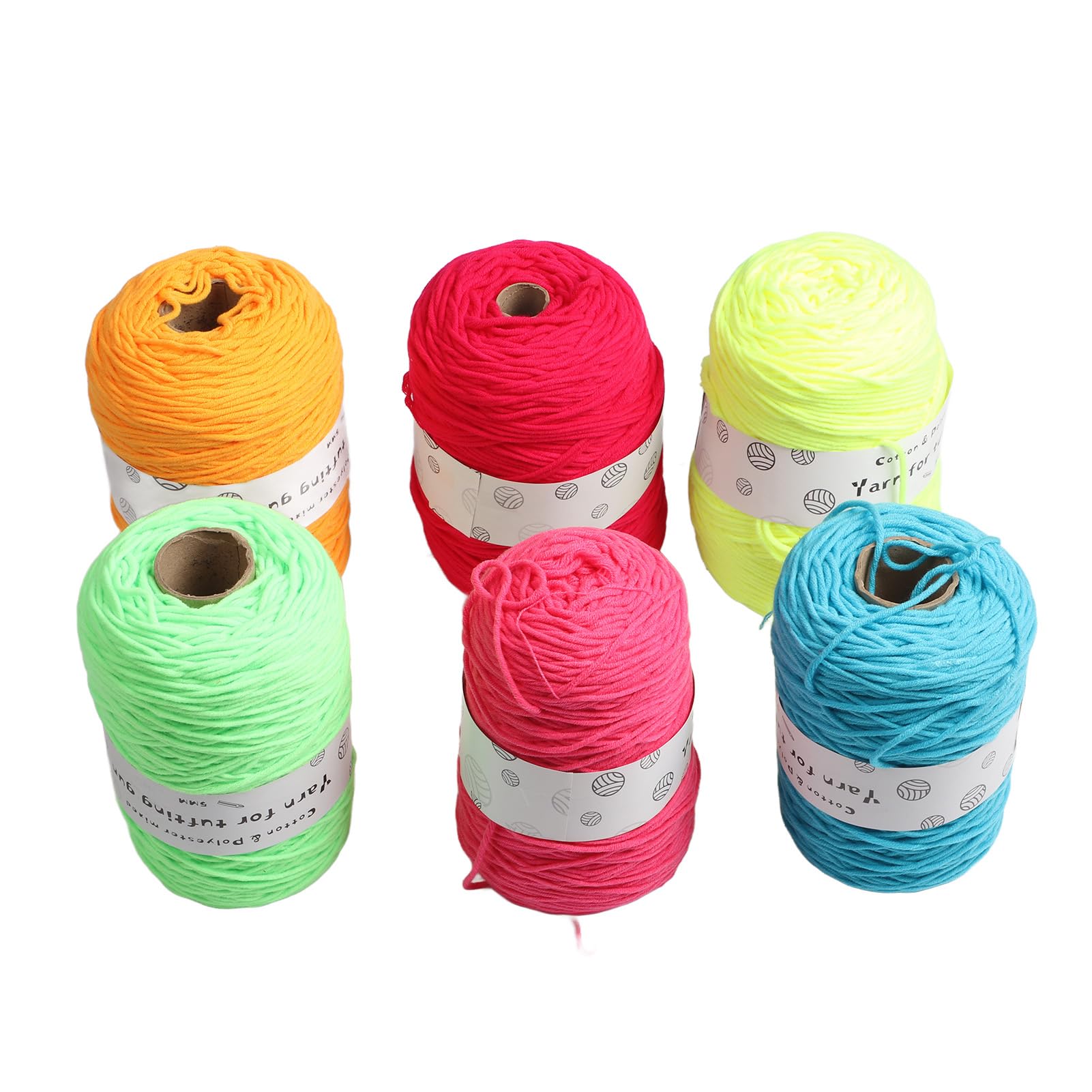 Filato tufting color brillante 6 rotoli per arredamento per la casa a maglia moquette fai -da -te