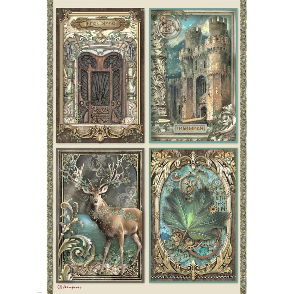 Stamperia Rice Paper-Magic Forest-Cards, Multicoloured, A4