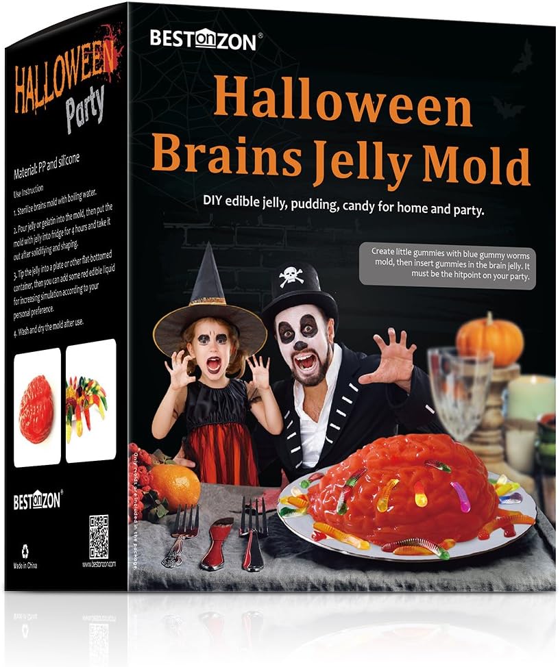 BESTonZON 2 Pack Brain Jelly Mould and Silicone Mould for Halloween or Pirate Themed Parties